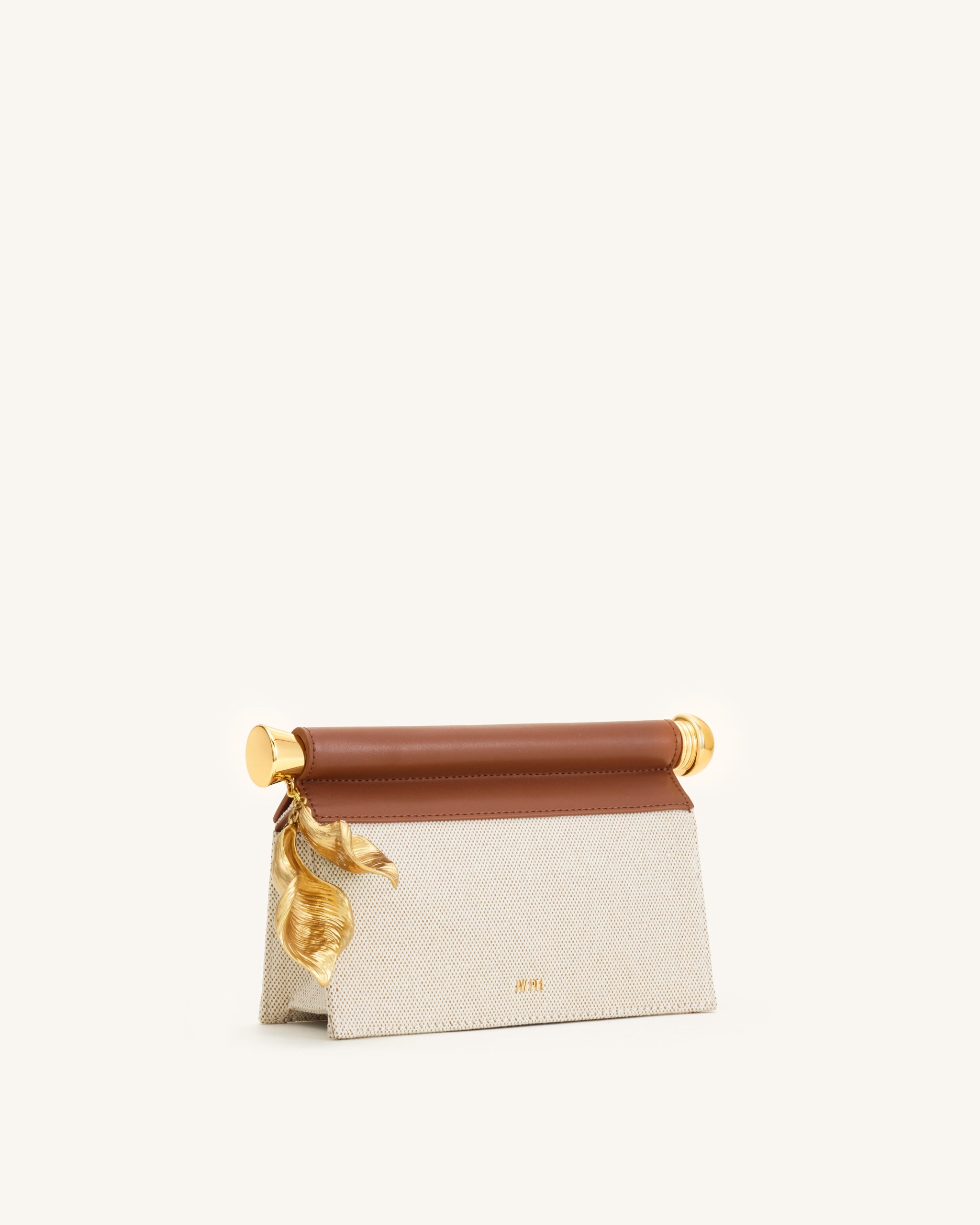 Holly Metal Pendant Embellished Clutch - Brown Canvas - Image 2