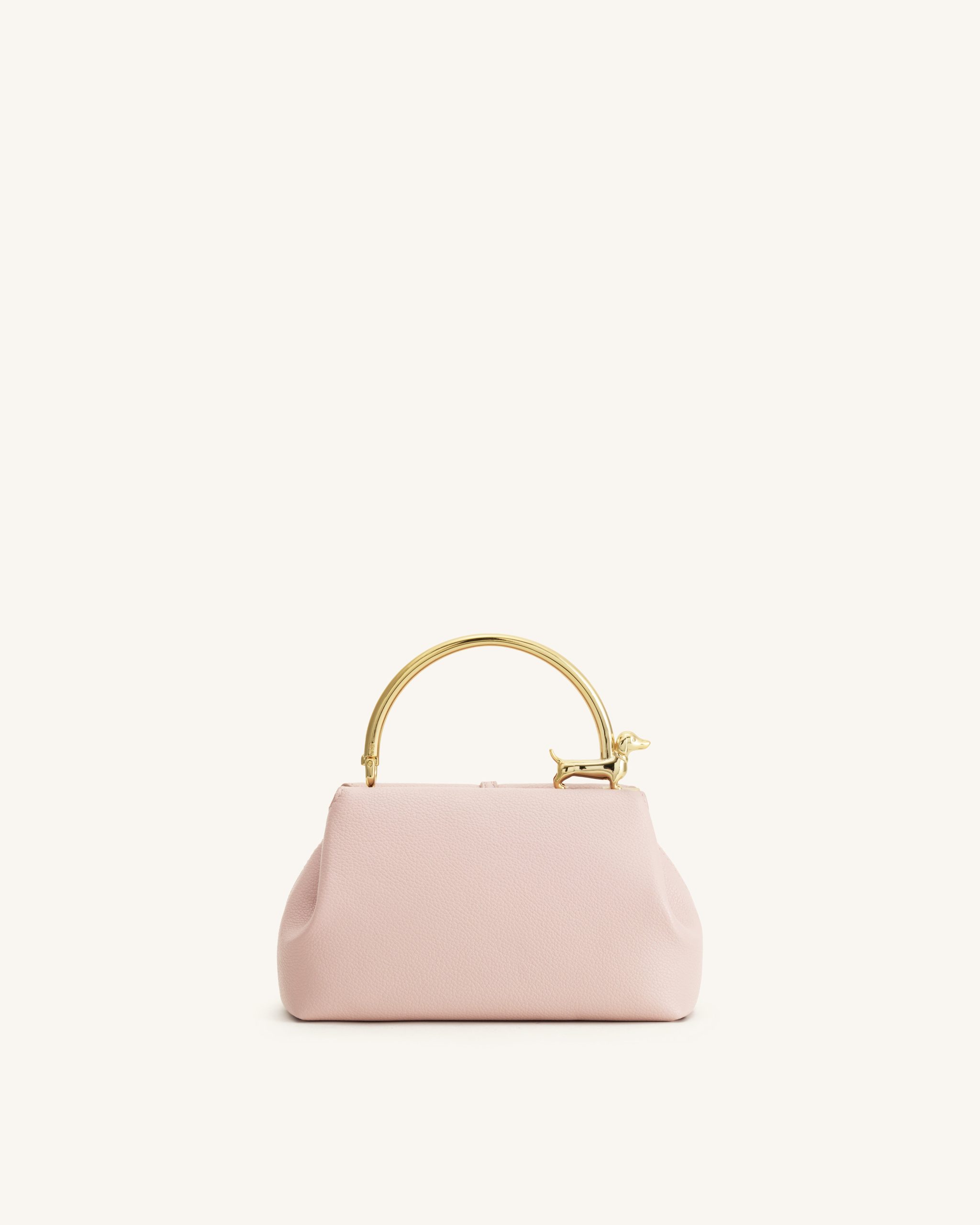 Bruna Dachshund Metal Handle Top Handle Bag - Light Pink - Image 3