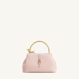 Bruna Dachshund Metal Handle Top Handle Bag - Light Pink