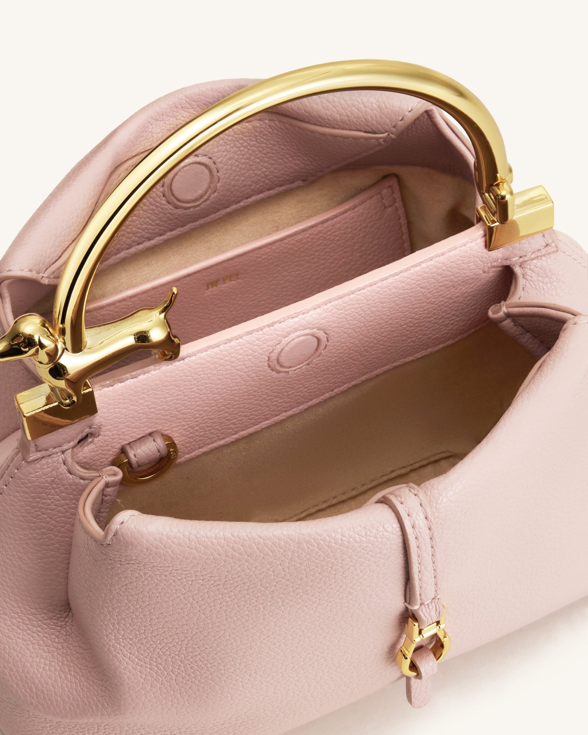 Bruna Dachshund Metal Handle Top Handle Bag - Light Pink - Image 4