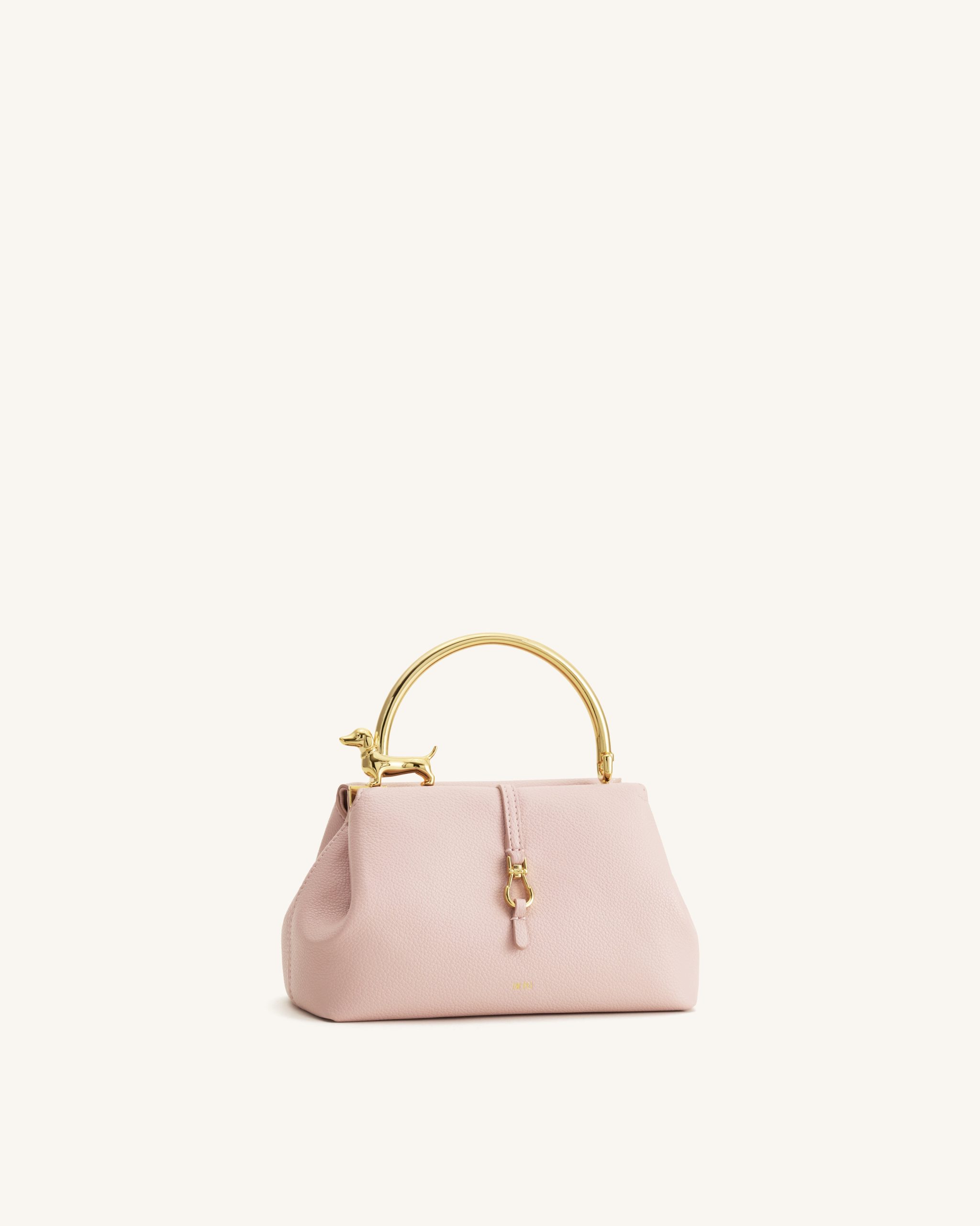 Bruna Dachshund Metal Handle Top Handle Bag - Light Pink - Image 2