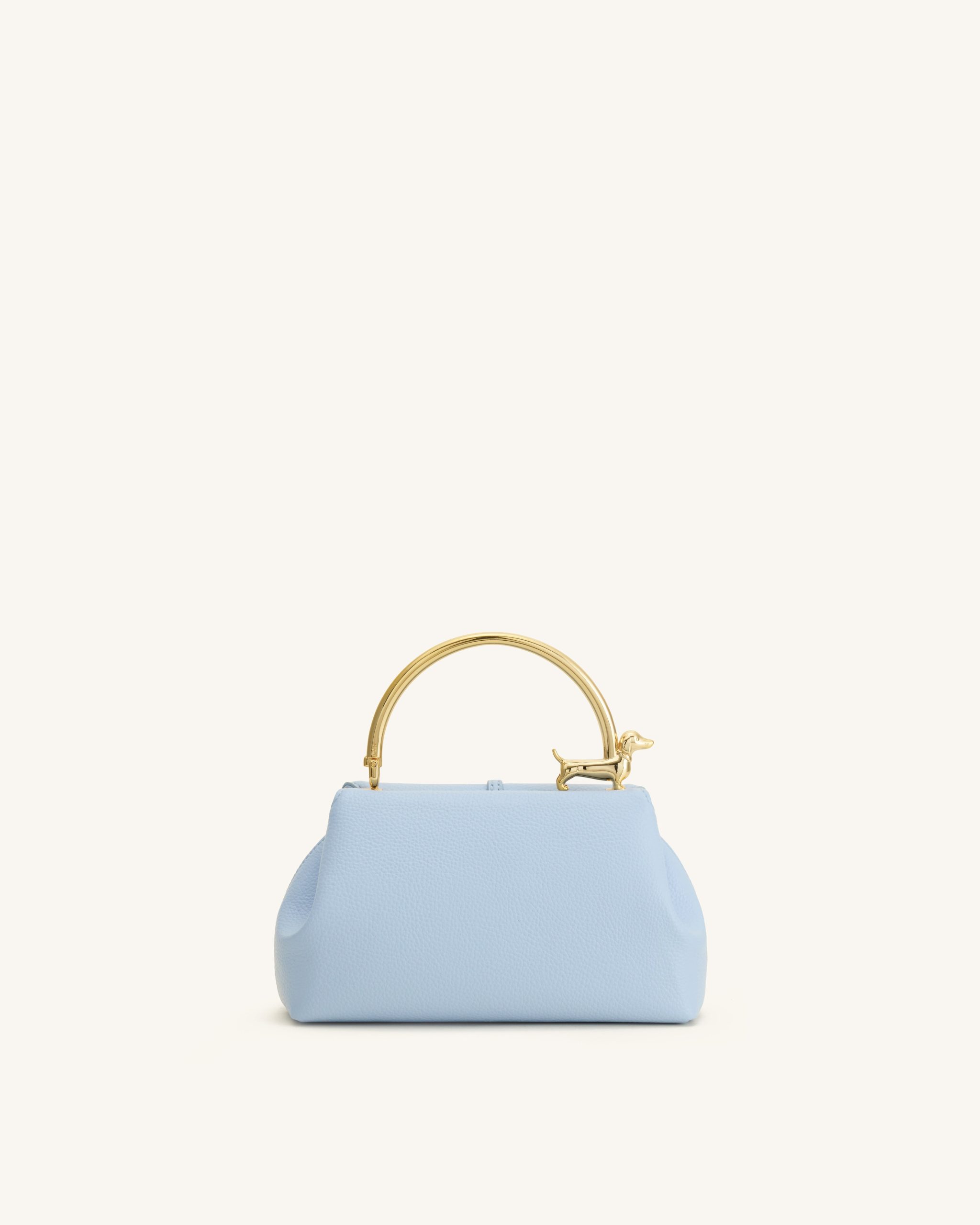 Bruna Dachshund Metal Handle Top Handle Bag - Light Blue - Image 3