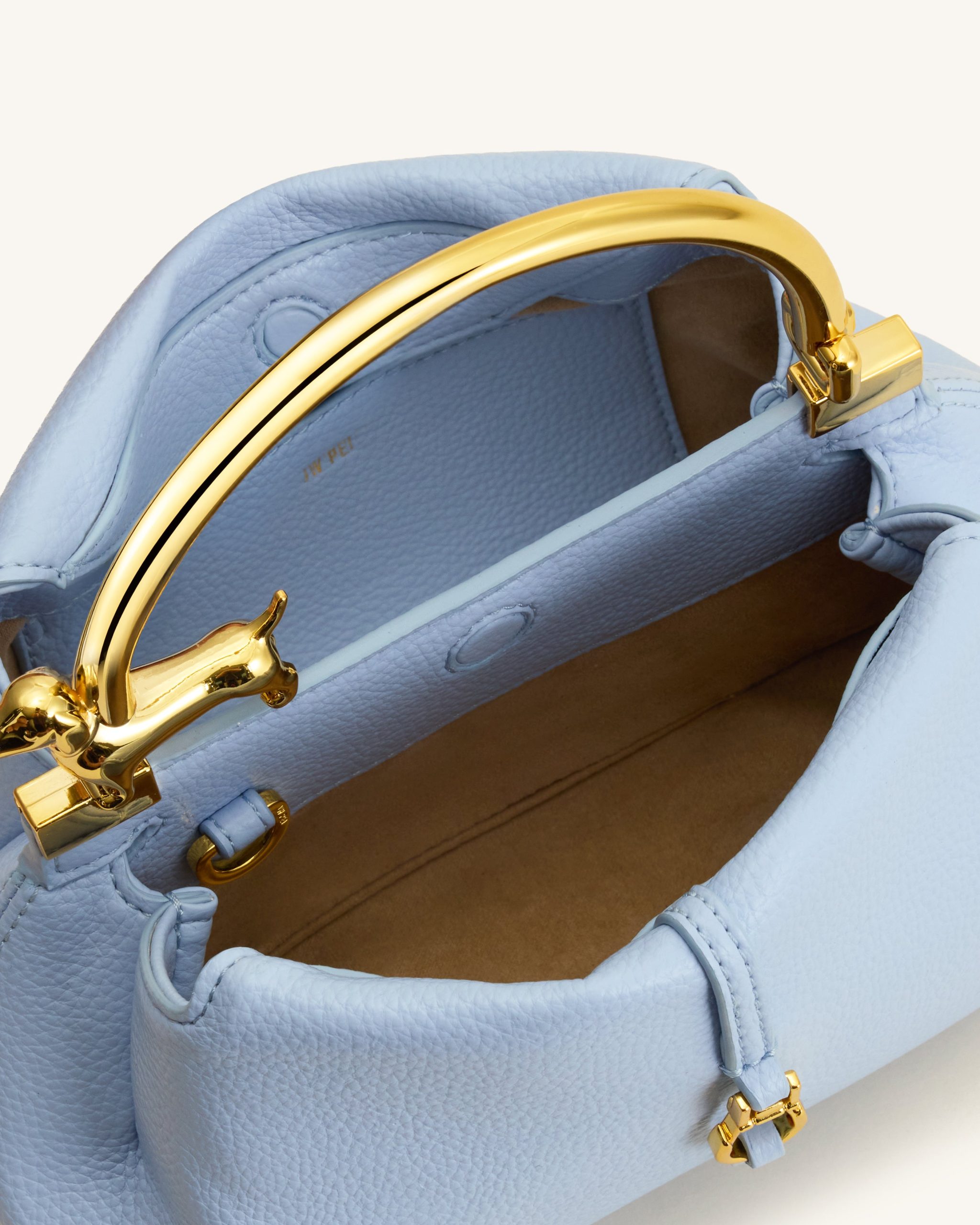 Bruna Dachshund Metal Handle Top Handle Bag - Light Blue - Image 4