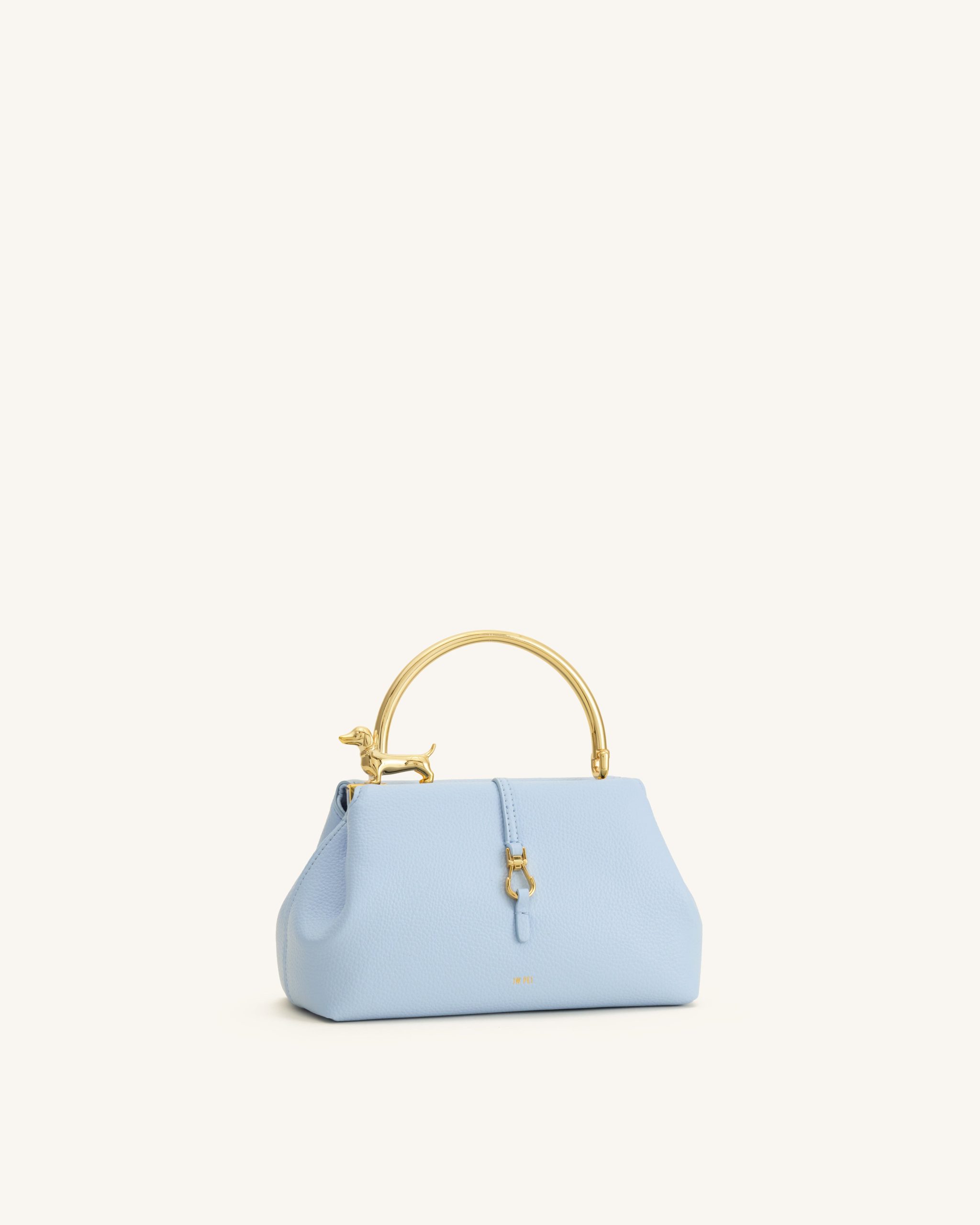 Bruna Dachshund Metal Handle Top Handle Bag - Light Blue - Image 2
