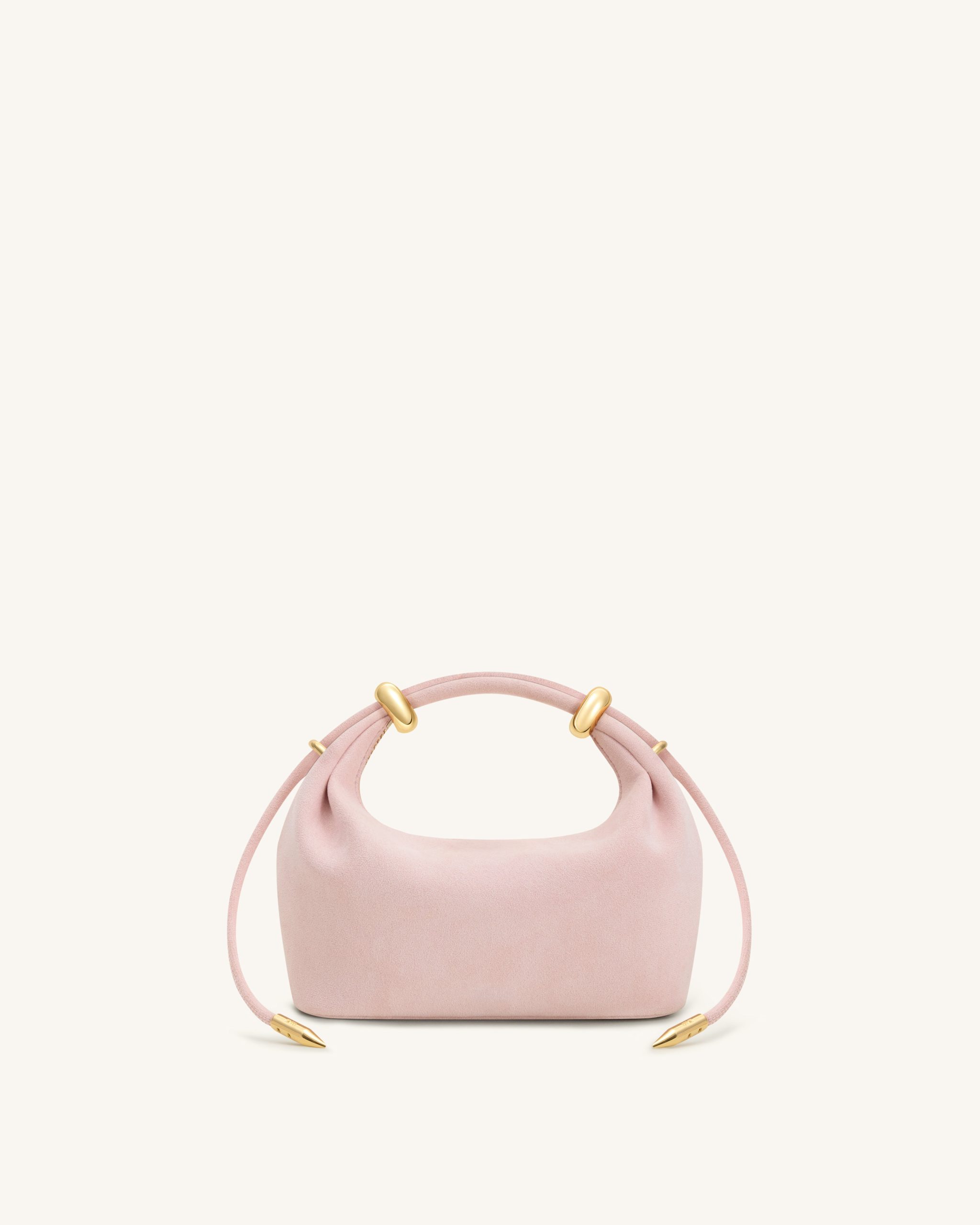 Ellie Faux Suede Metal Ring Embellished Top Handle Bag - Pink - Image 4