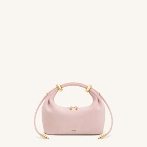 Ellie Faux Suede Metal Ring Embellished Top Handle Bag - Pink