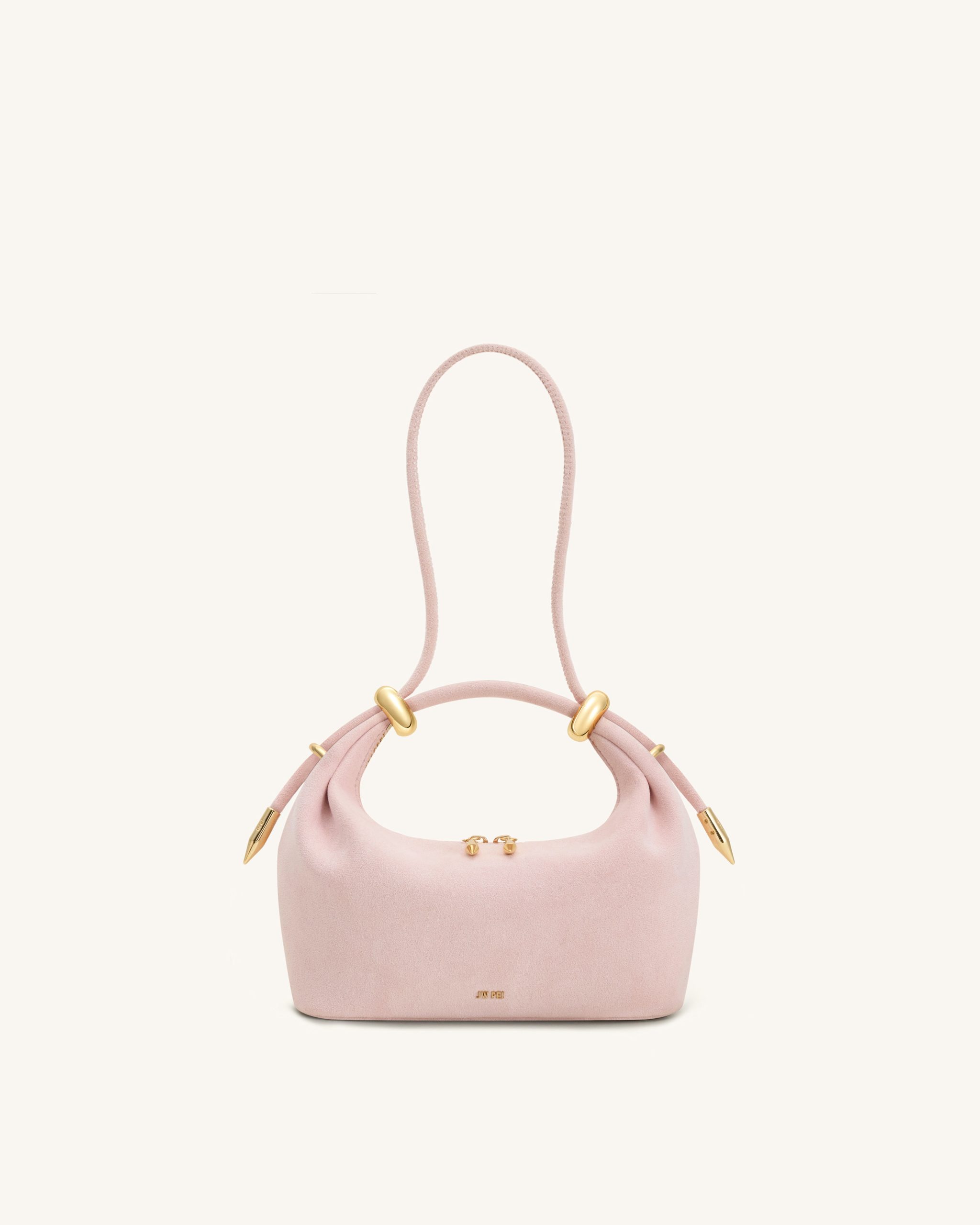 Ellie Faux Suede Metal Ring Embellished Top Handle Bag - Pink - Image 2