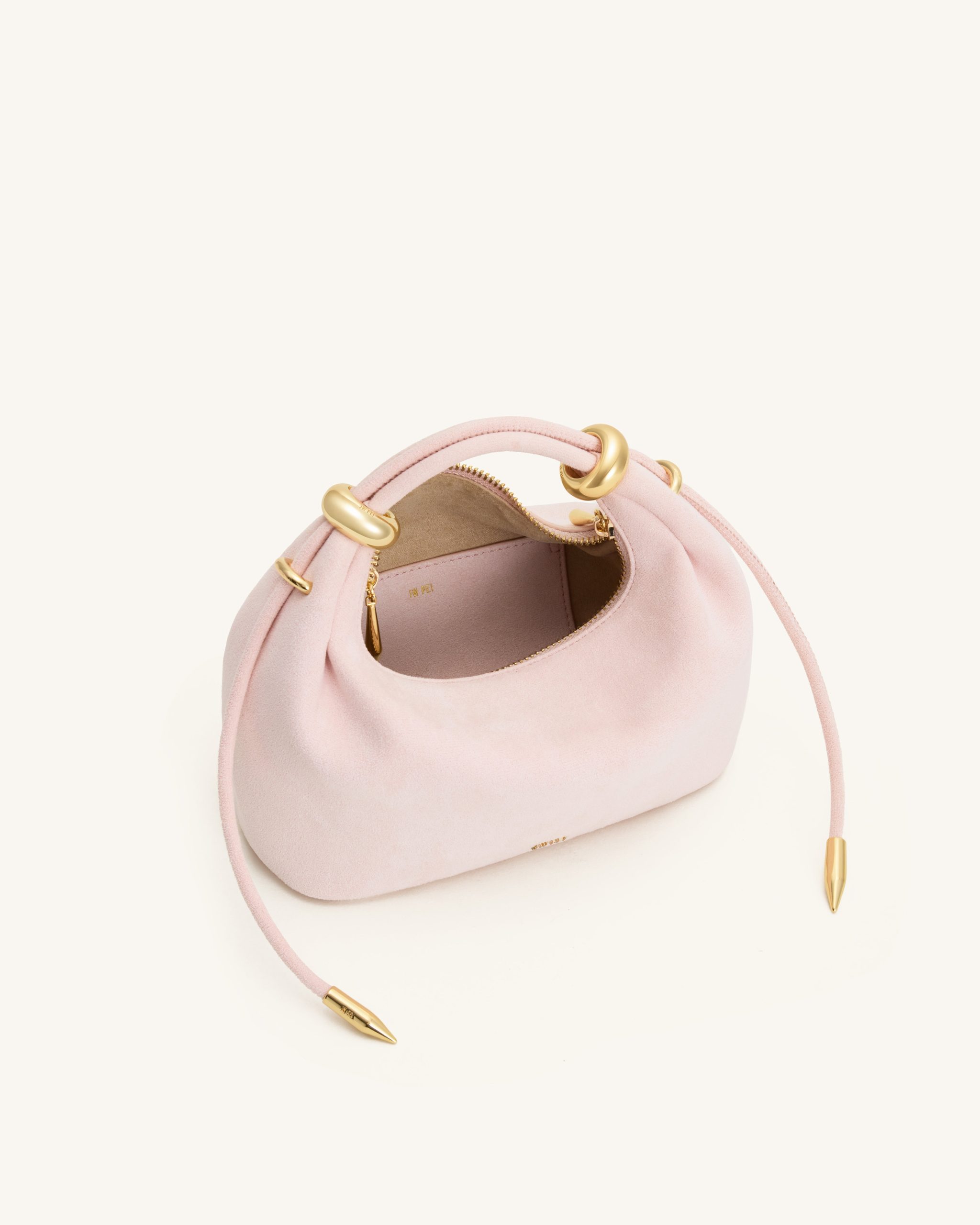 Ellie Faux Suede Metal Ring Embellished Top Handle Bag - Pink - Image 5