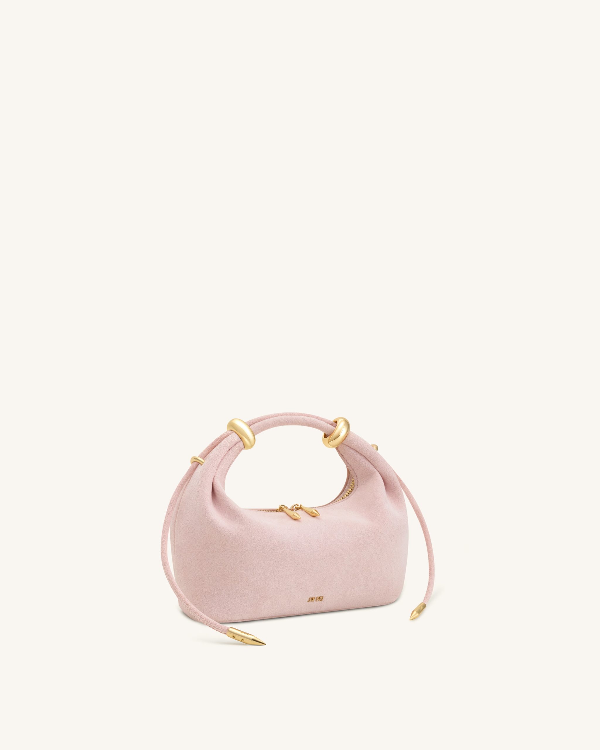 Ellie Faux Suede Metal Ring Embellished Top Handle Bag - Pink - Image 3