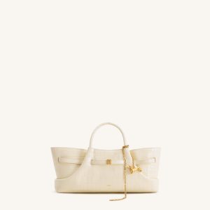Maeve Dachshund Metal Charm Tote Bag - Ivory Croc