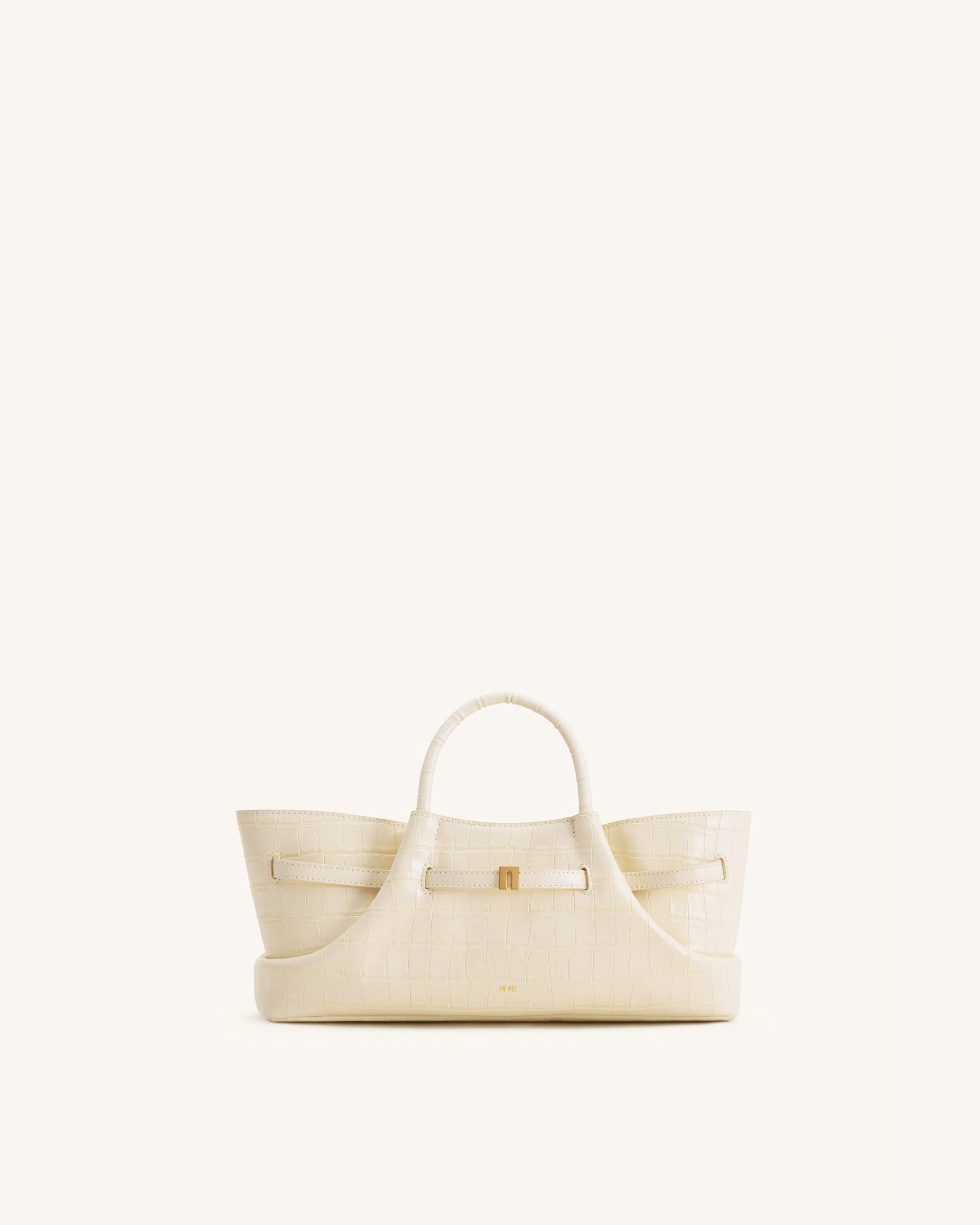 Maeve Dachshund Metal Charm Tote Bag - Ivory Croc - Image 4