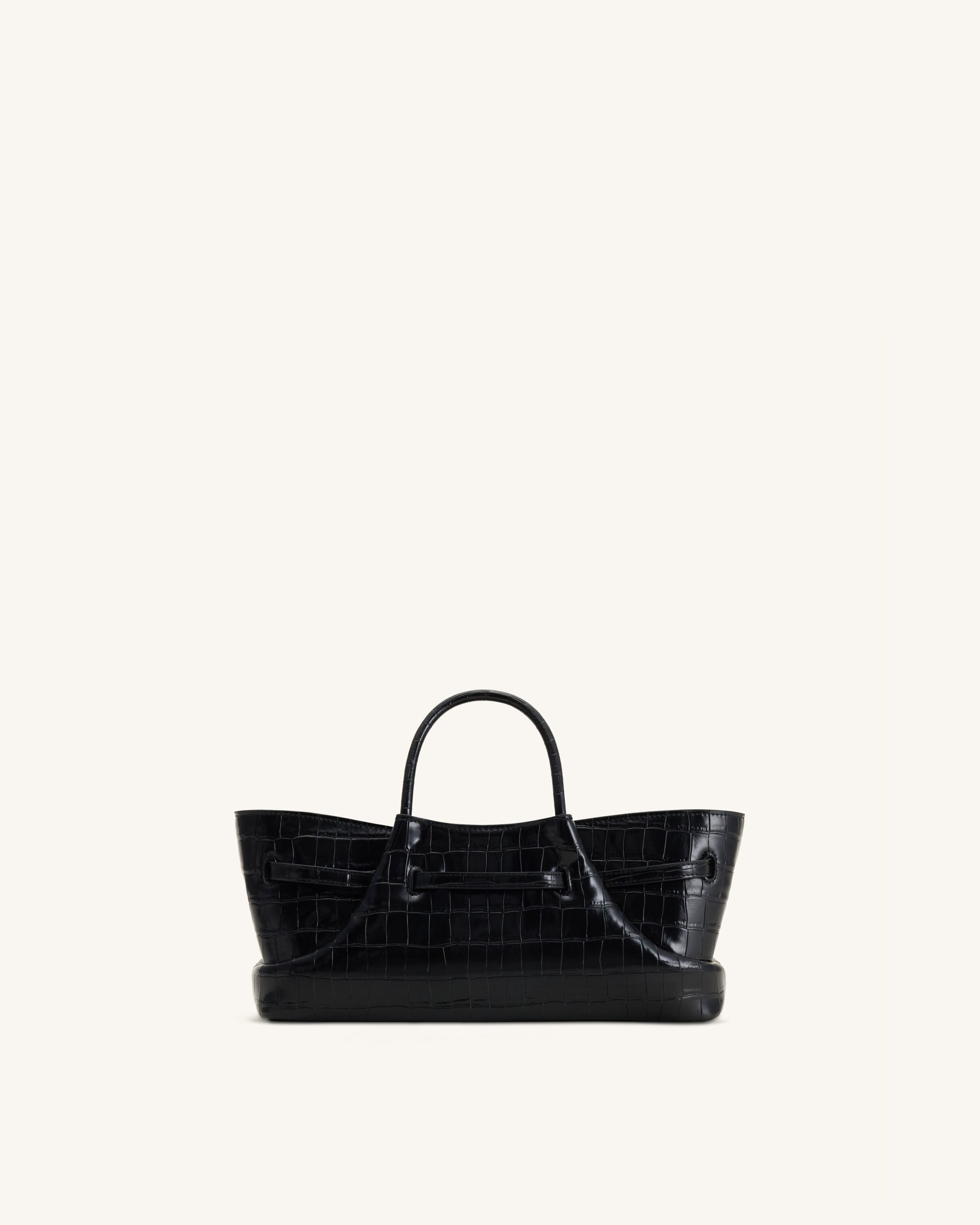 Maeve Dachshund Metal Charm Tote Bag - Black Croc - Image 5