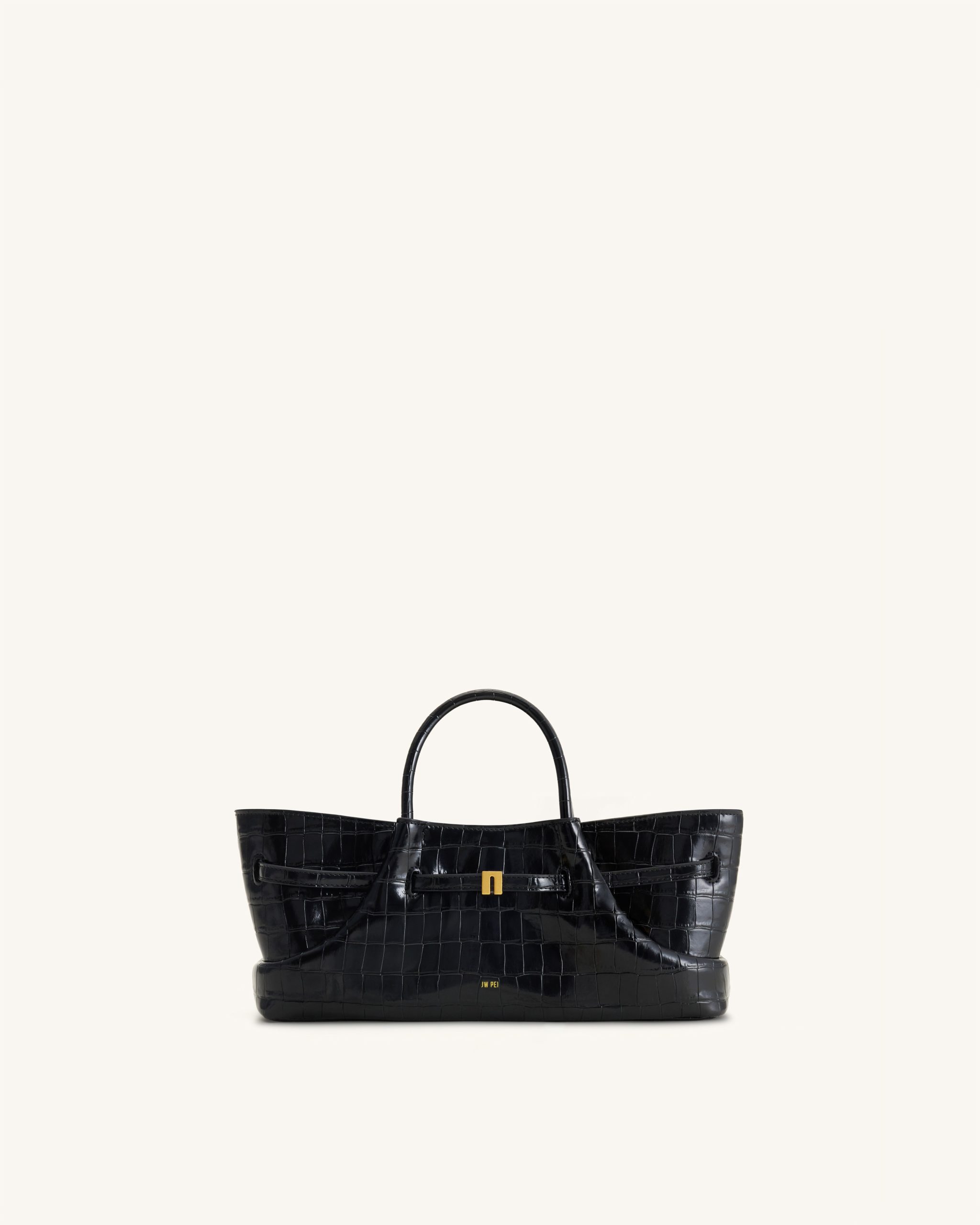 Maeve Dachshund Metal Charm Tote Bag - Black Croc - Image 4