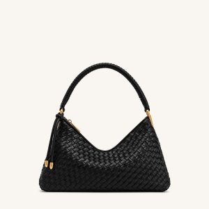 Lorena Woven Shoulder Bag - Black