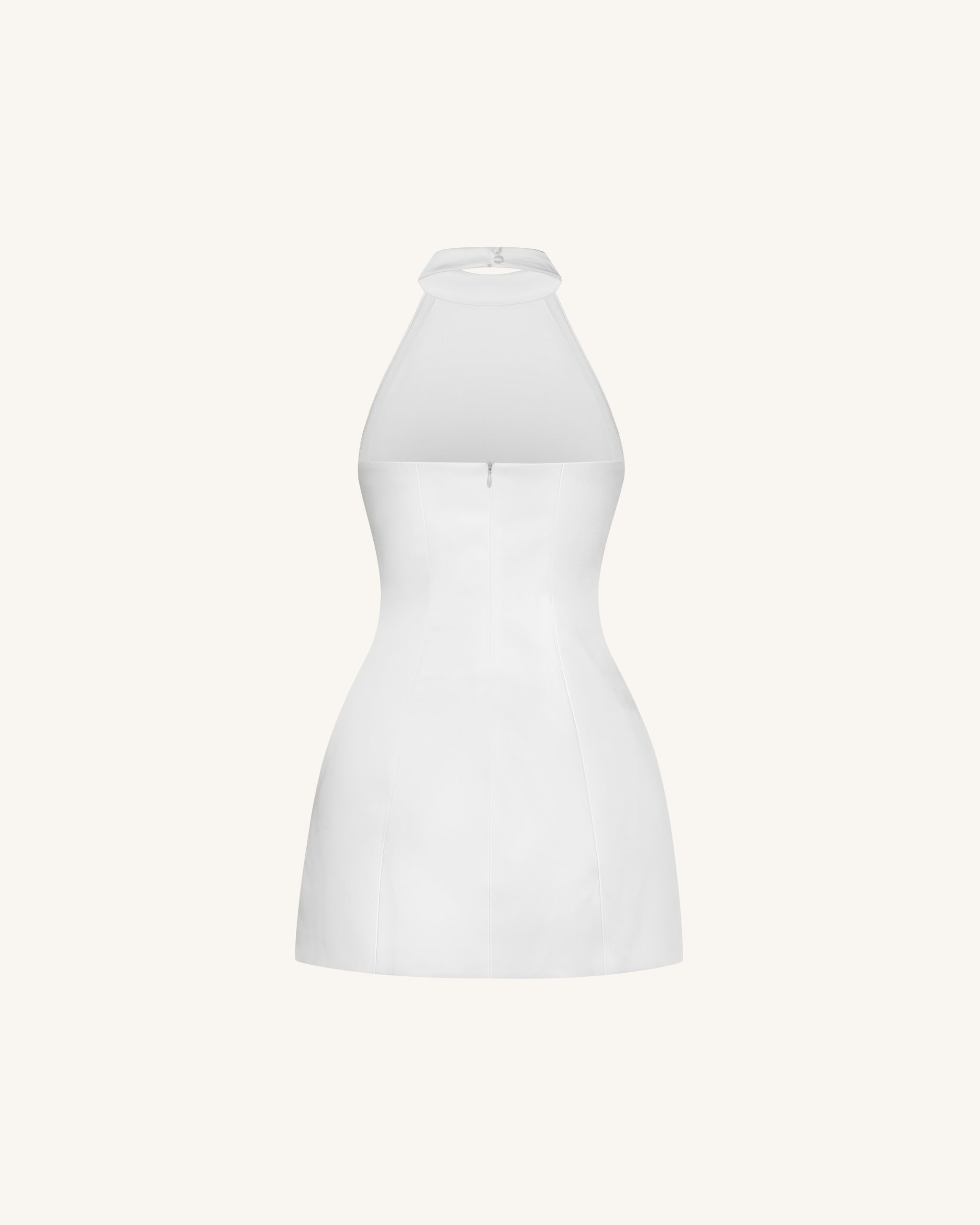3D Floral Halter Mini Dress - White - Image 4