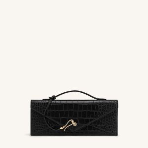 Celeste Envelope Top Handle Bag - Black Croc