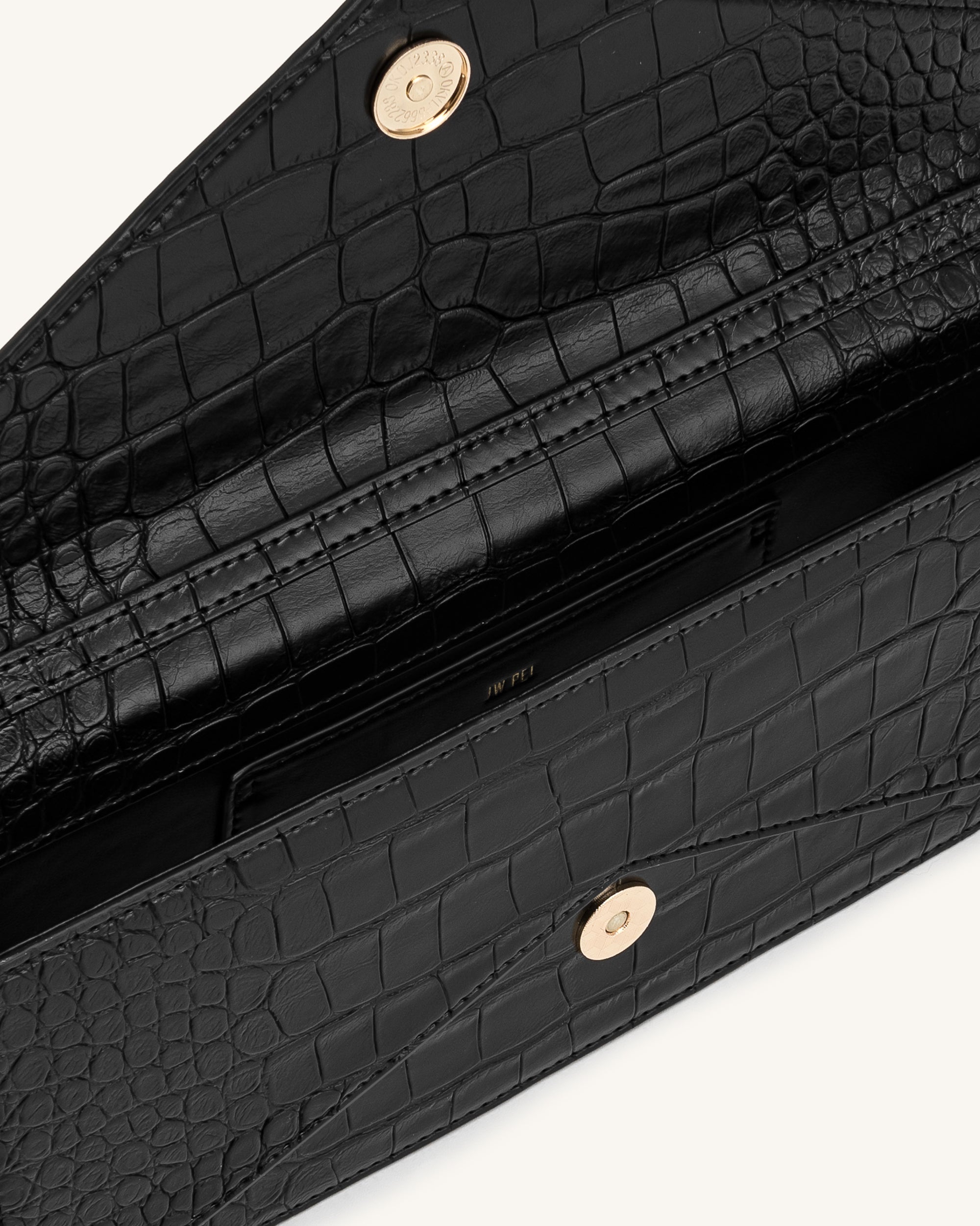 Celeste Envelope Top Handle Bag - Black Croc - Image 4