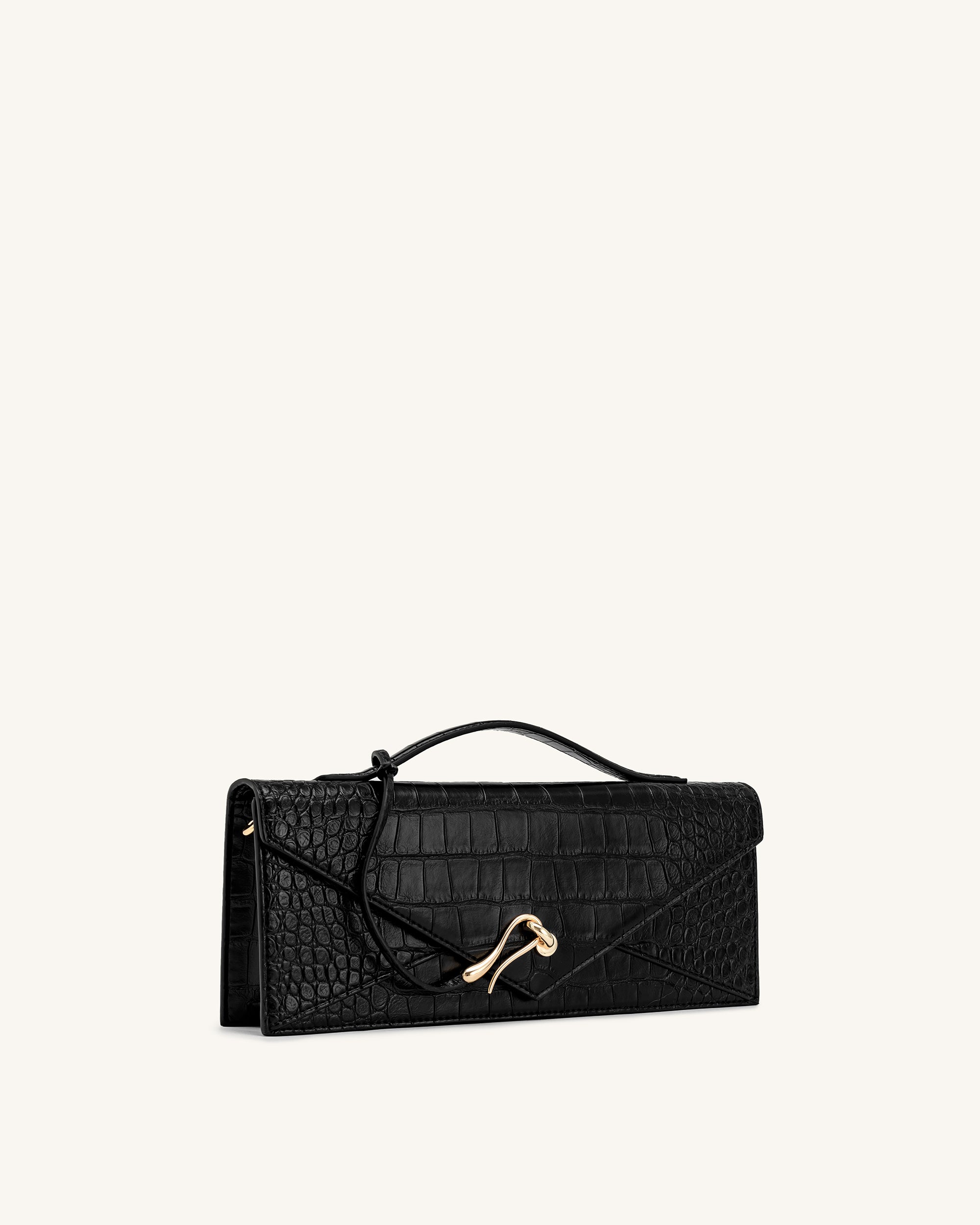 Celeste Envelope Top Handle Bag - Black Croc - Image 2
