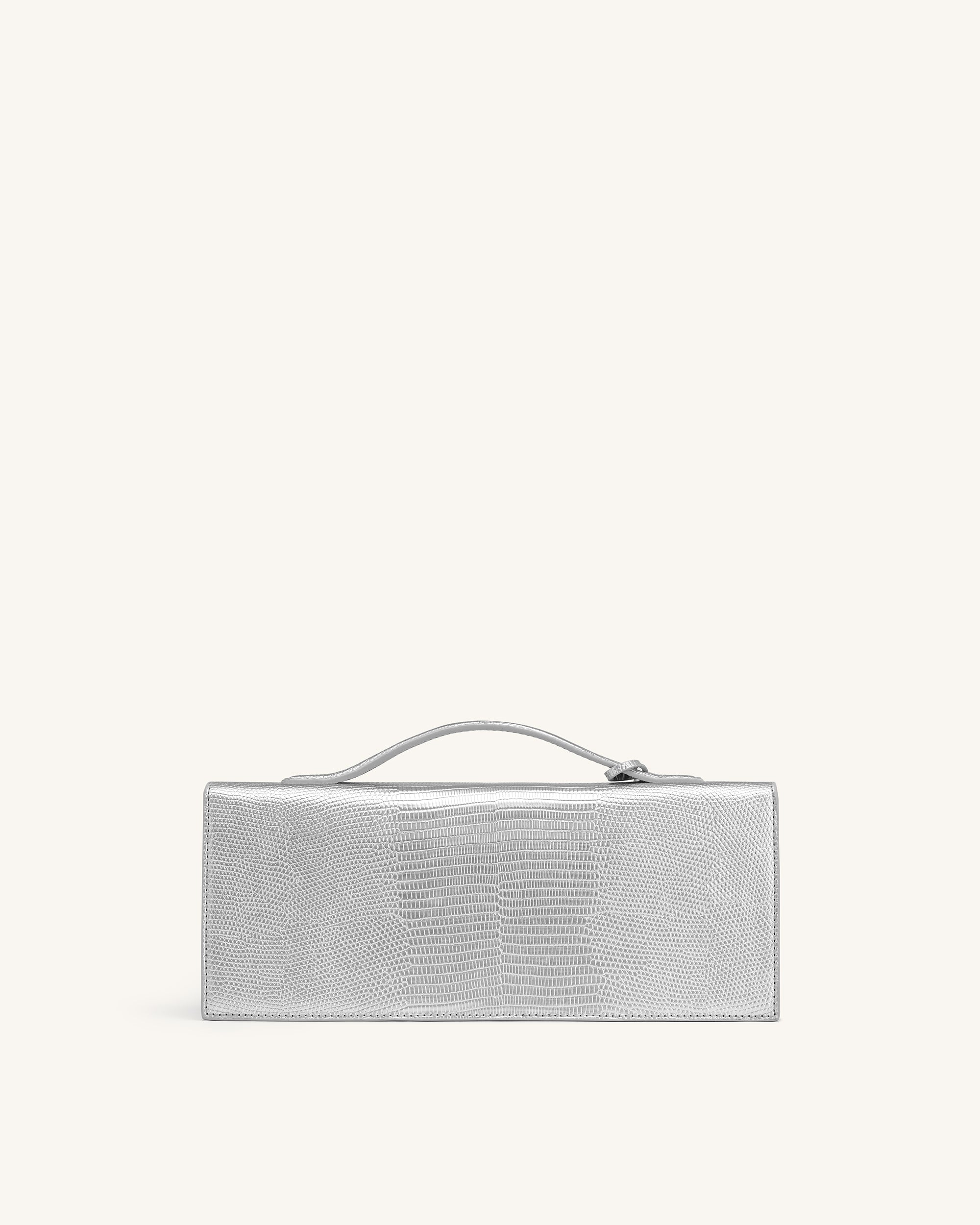 Celeste Envelope Top Handle Bag - Silver Lizard Texture - Image 3