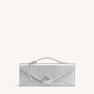 Celeste Envelope Top Handle Bag - Silver Lizard Texture