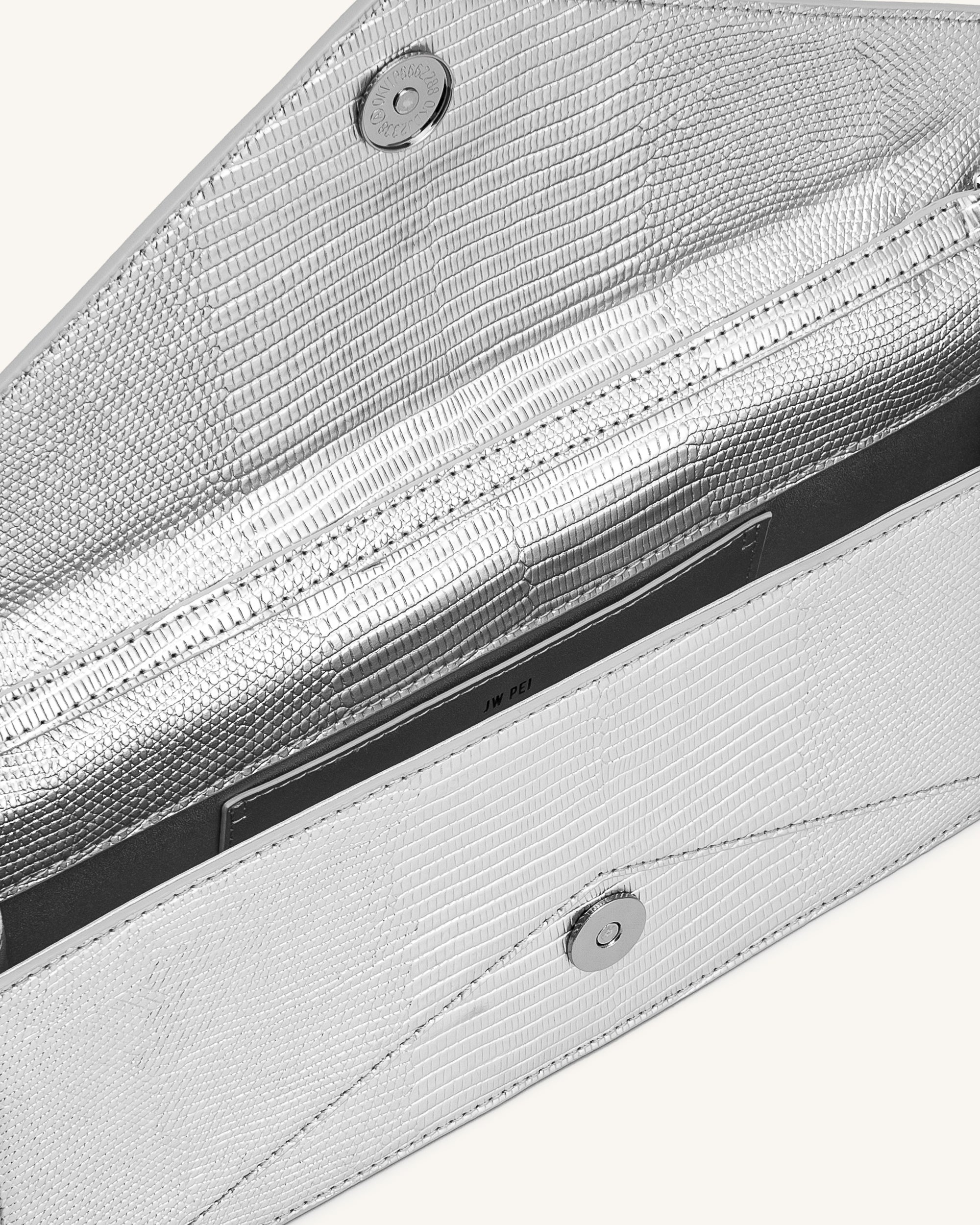 Celeste Envelope Top Handle Bag - Silver Lizard Texture - Image 4