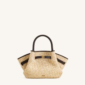 Hana Mini Faux Straw Tote Bag - Brown