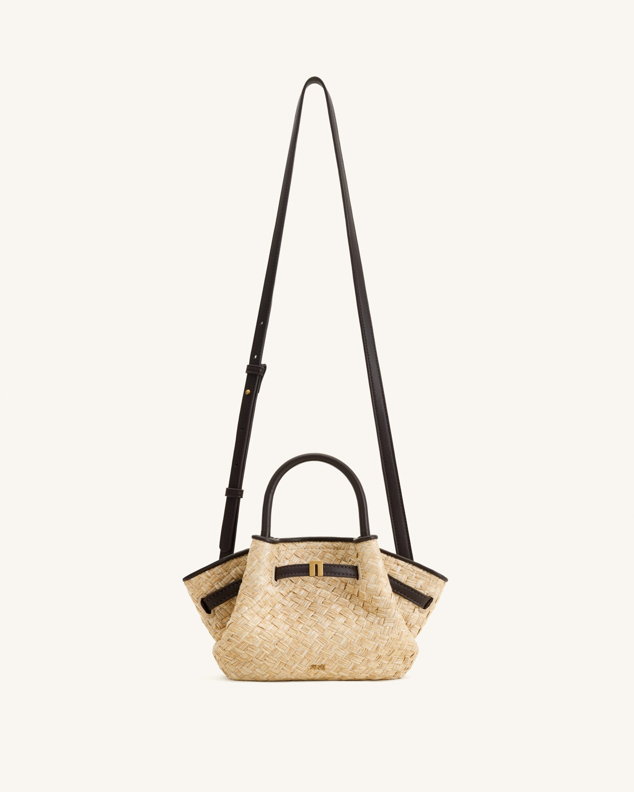 Hana Mini Faux Straw Tote Bag - Brown - Image 2