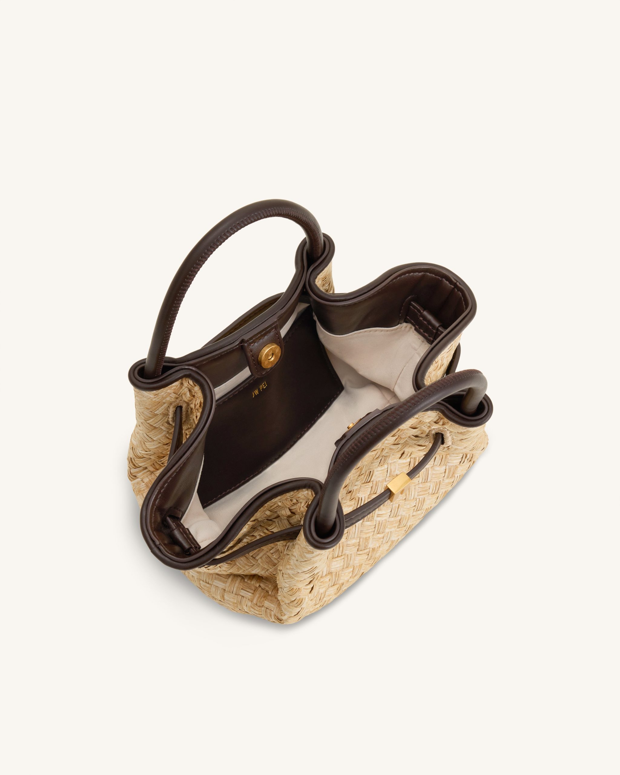 Hana Mini Faux Straw Tote Bag - Brown - Image 5