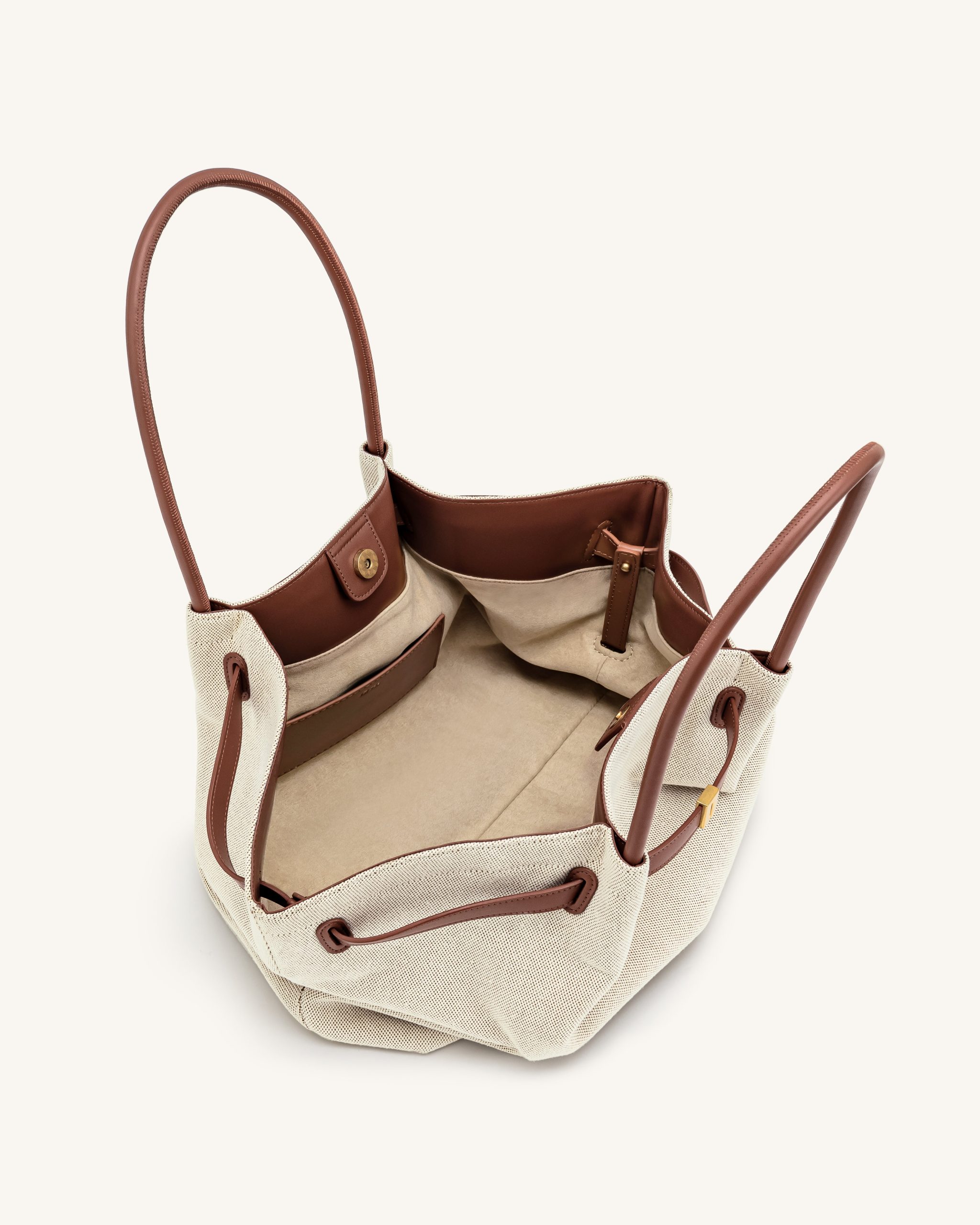 Hana Large Tote Bag - Brown Canvas - Image 5