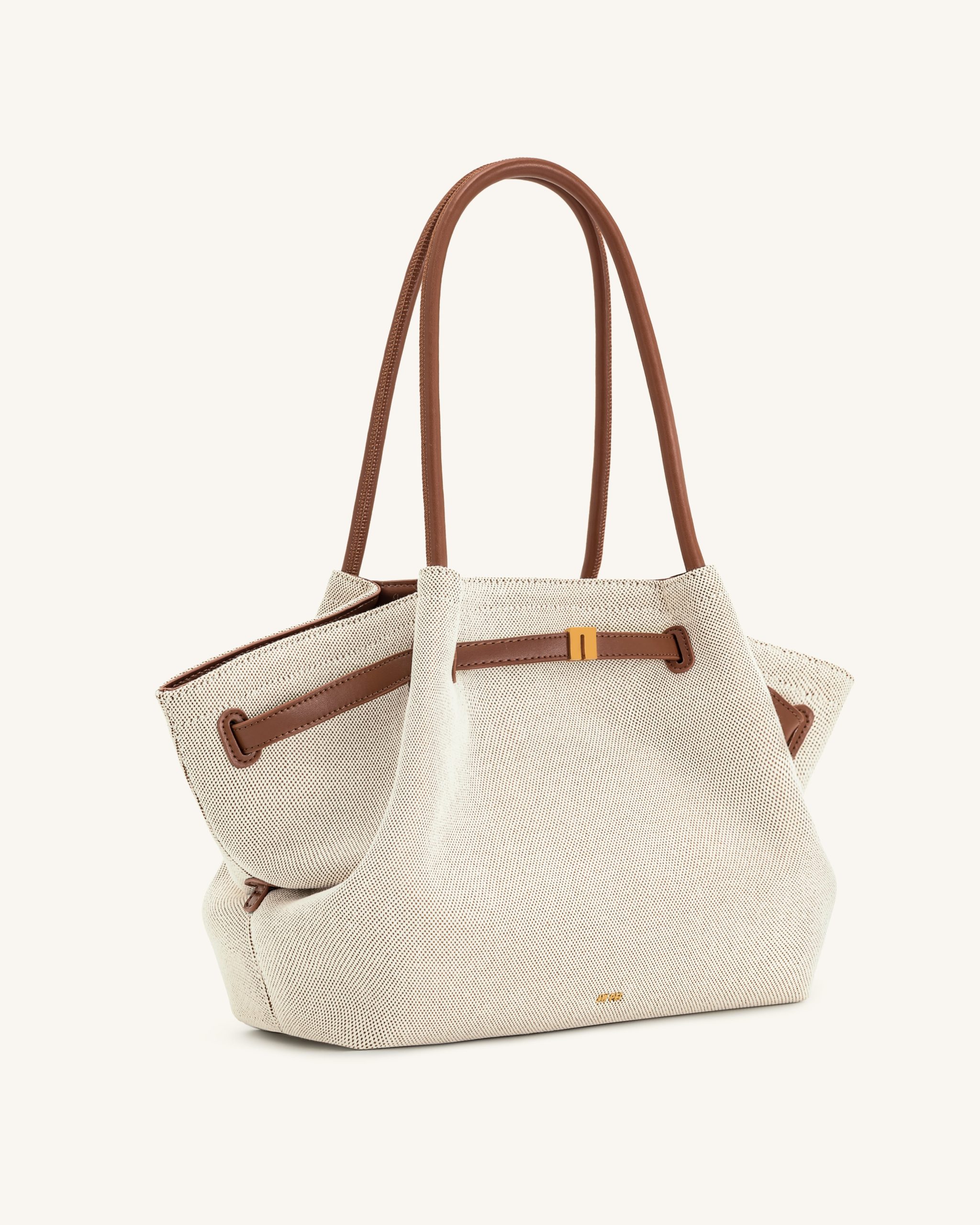 Hana Large Tote Bag - Brown Canvas - Image 3