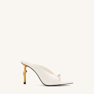 Noemi Pointed-Toe Mule Heels - White