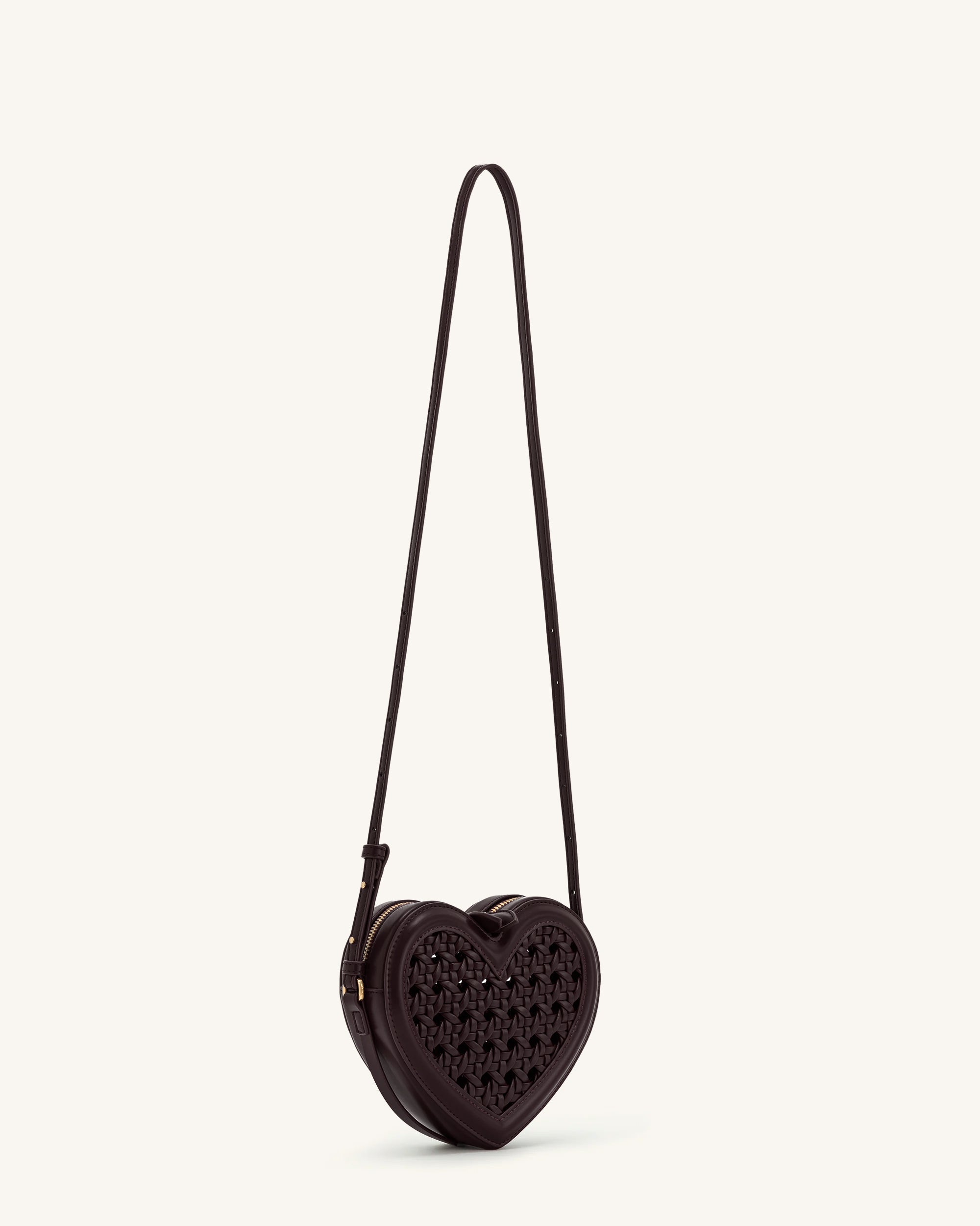 Arlene Openwork Woven Heart Shape Crossbody Bag - Vintage Red - Image 2