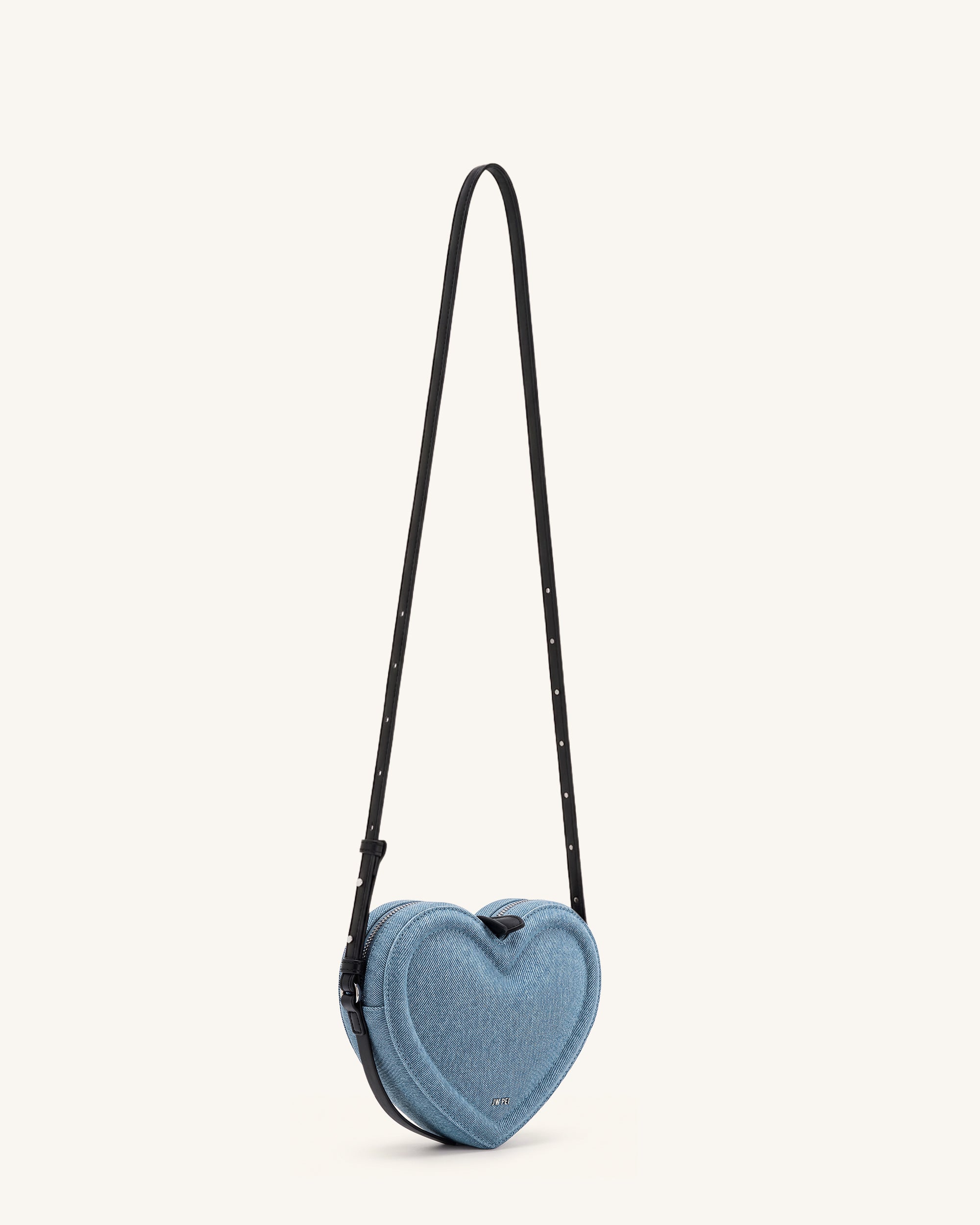 Arlene Heart Shaped Crossbody Bag - Light Blue Denim - Image 2