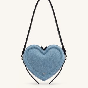 Arlene Heart Shaped Crossbody Bag - Light Blue Denim
