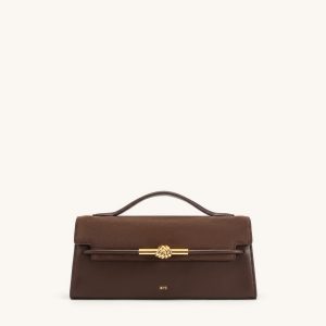 Lena Faux Suede Metal Rope Knot Top Handle Bag - Dark Brown