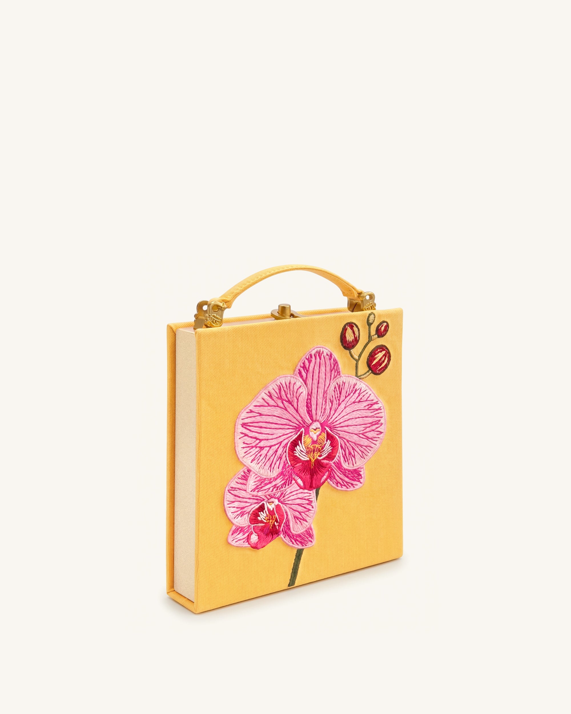Taya Orchid Motif Book Shape Clutch Bag - Yellow - Image 2