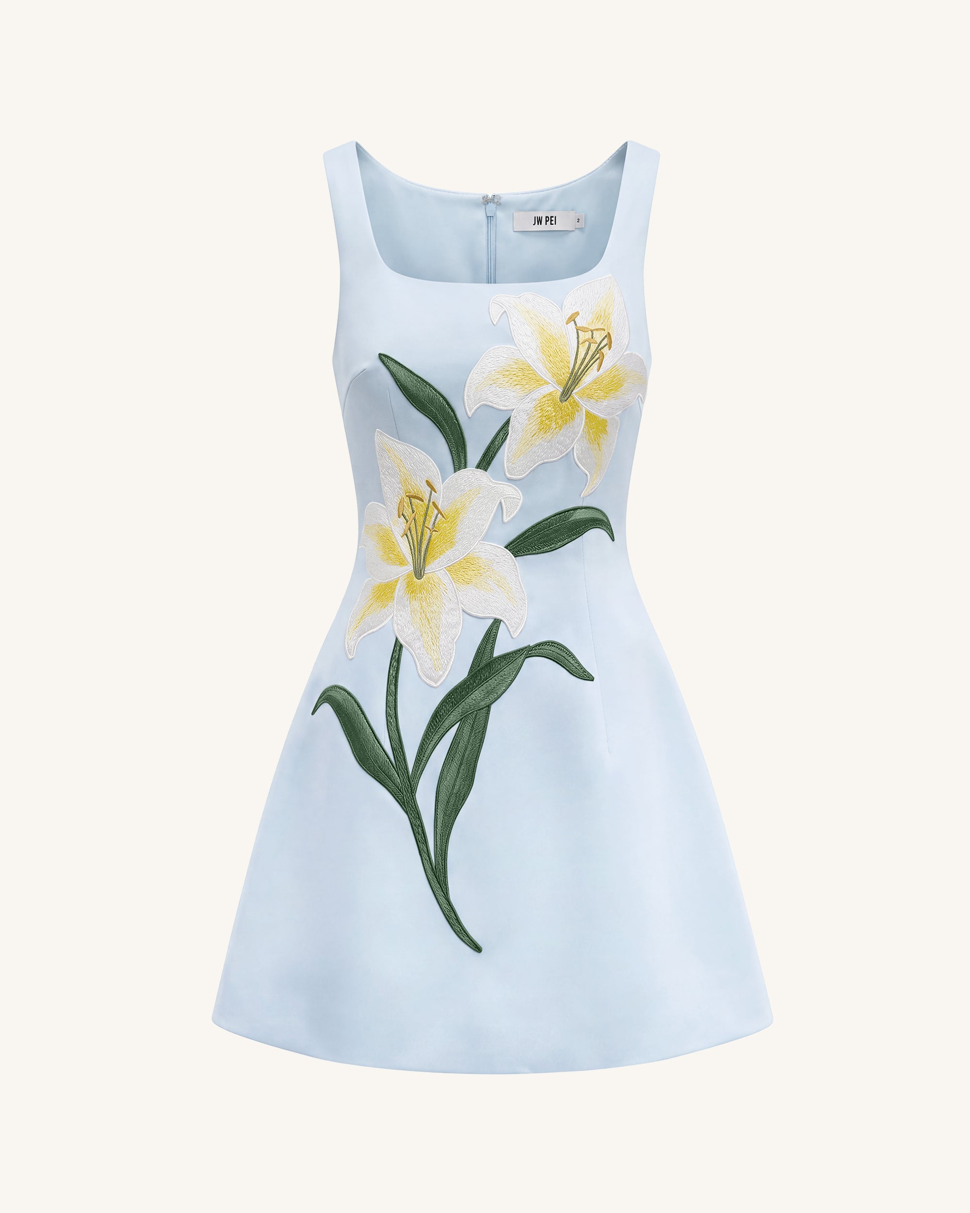 Lily Floral Print Sleeveless A-Line Mini Dress - Light Blue - Image 2