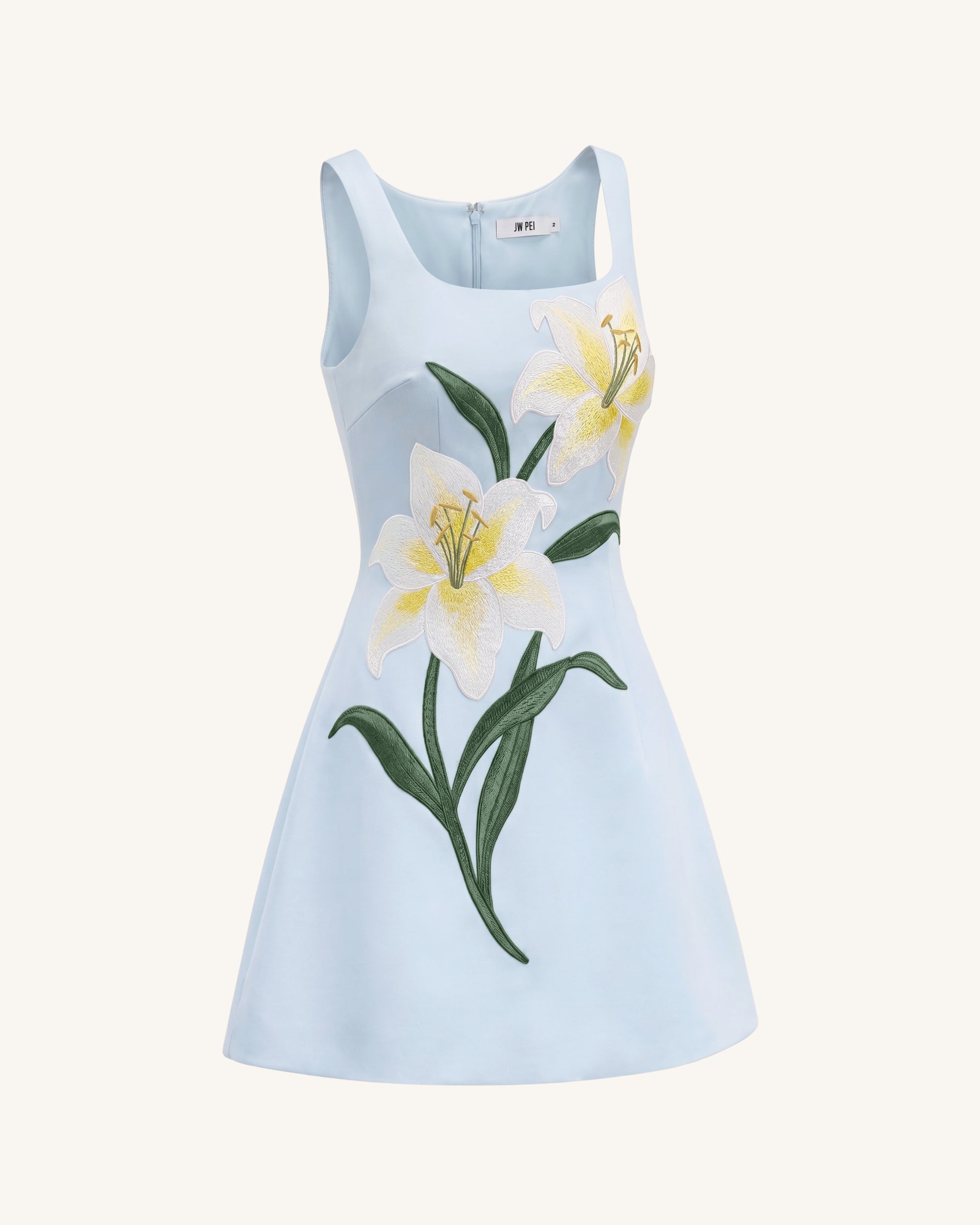Lily Floral Print Sleeveless A-Line Mini Dress - Light Blue - Image 3