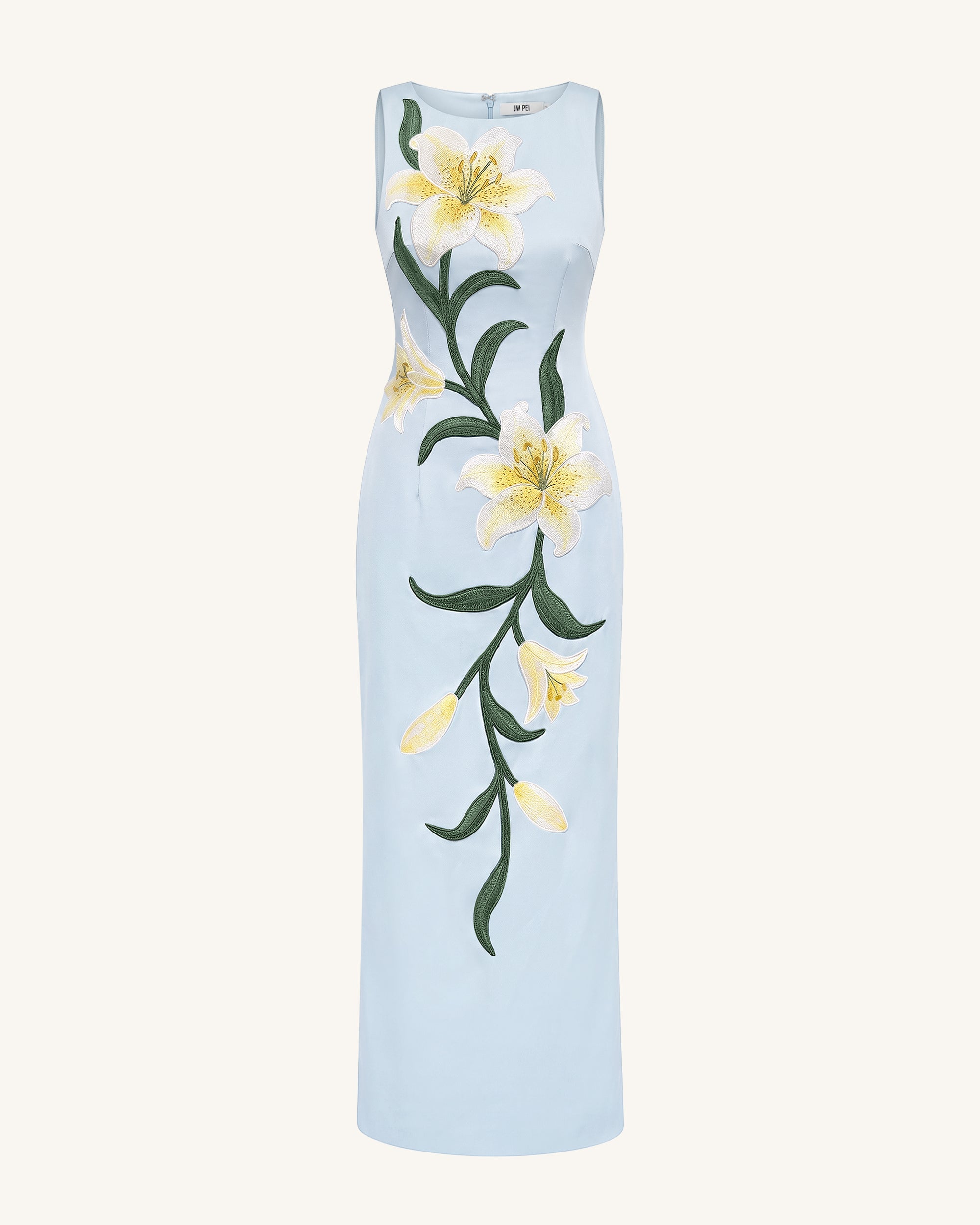 Lily Floral Print Sleeveless Column Maxi Dress - Light Blue - Image 2