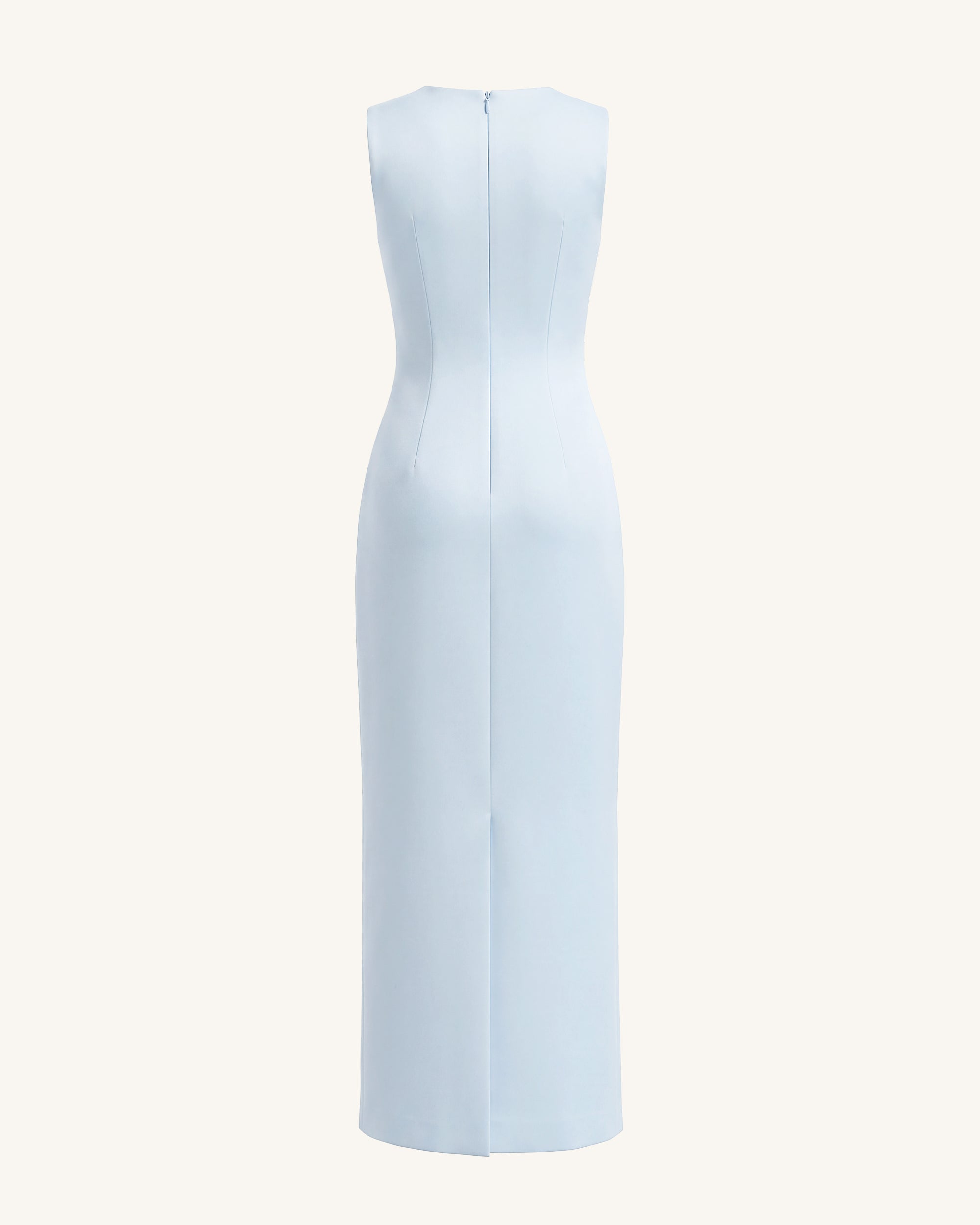 Lily Floral Print Sleeveless Column Maxi Dress - Light Blue - Image 4