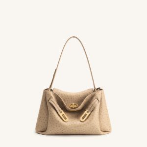 Rhea Double Buckle Shoulder Bag - Camel