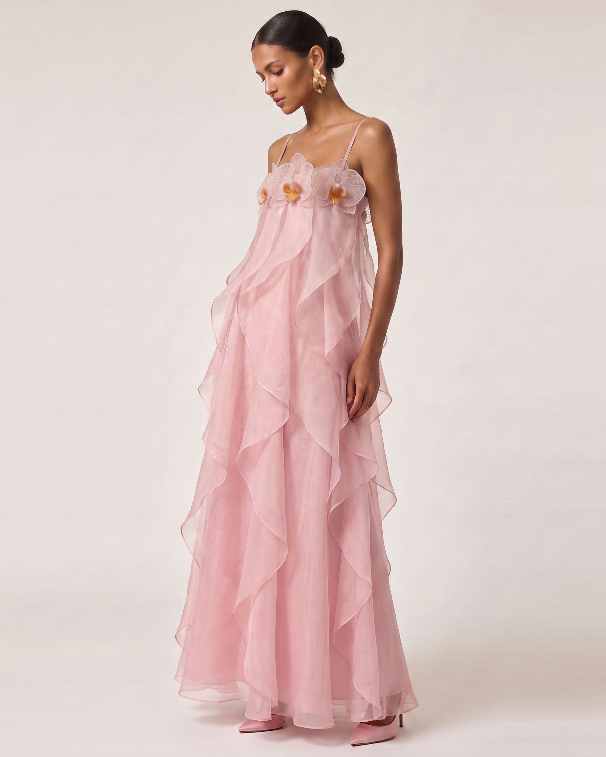 Orchid Embroidered Organza Maxi Dress - Blush Pink - Image 2