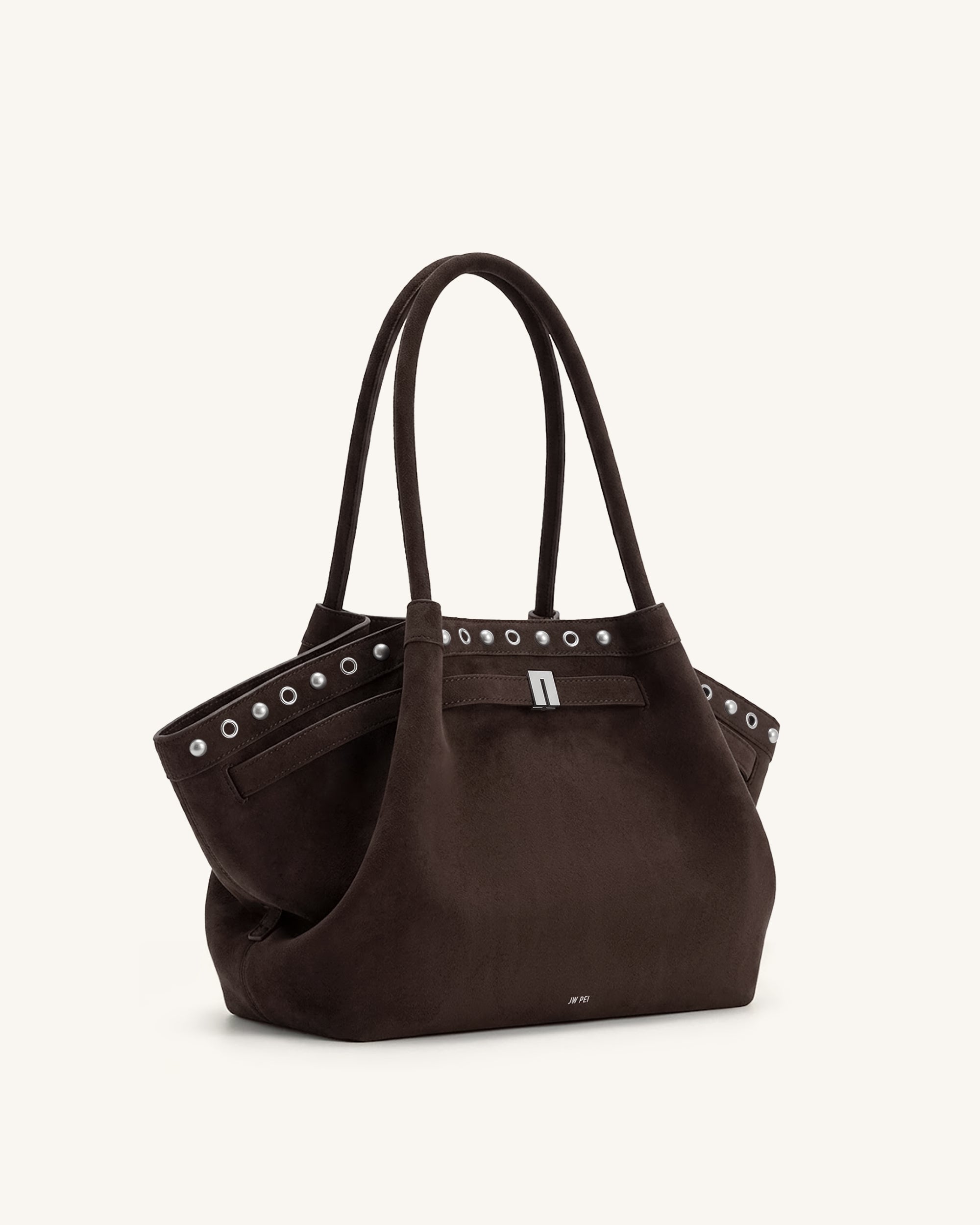 Hana Medium Faux Suede Tote Bag - Dark Chocolate Brown - Image 2