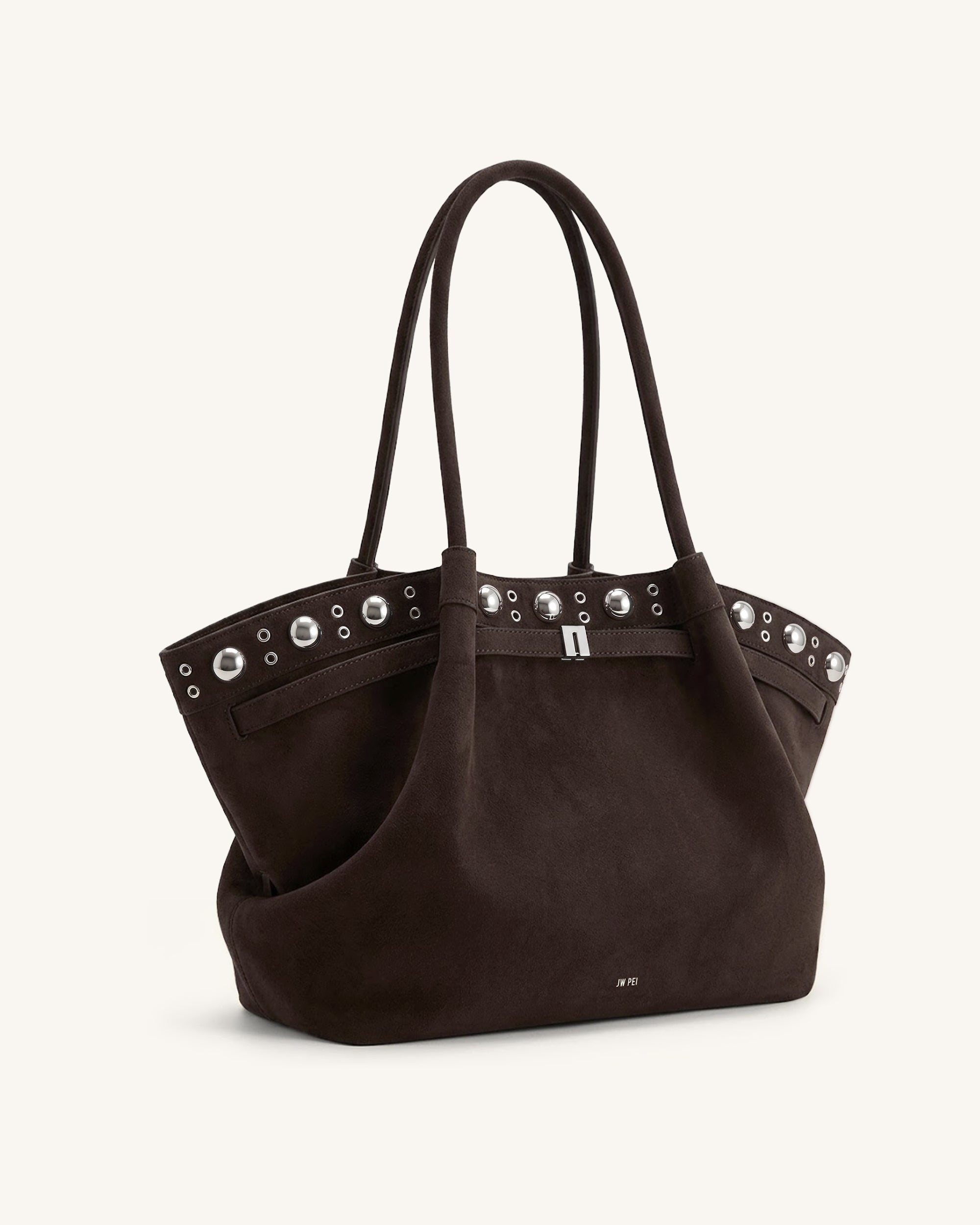Hana Large Faux Suede Tote Bag - Deep Brown - Image 2