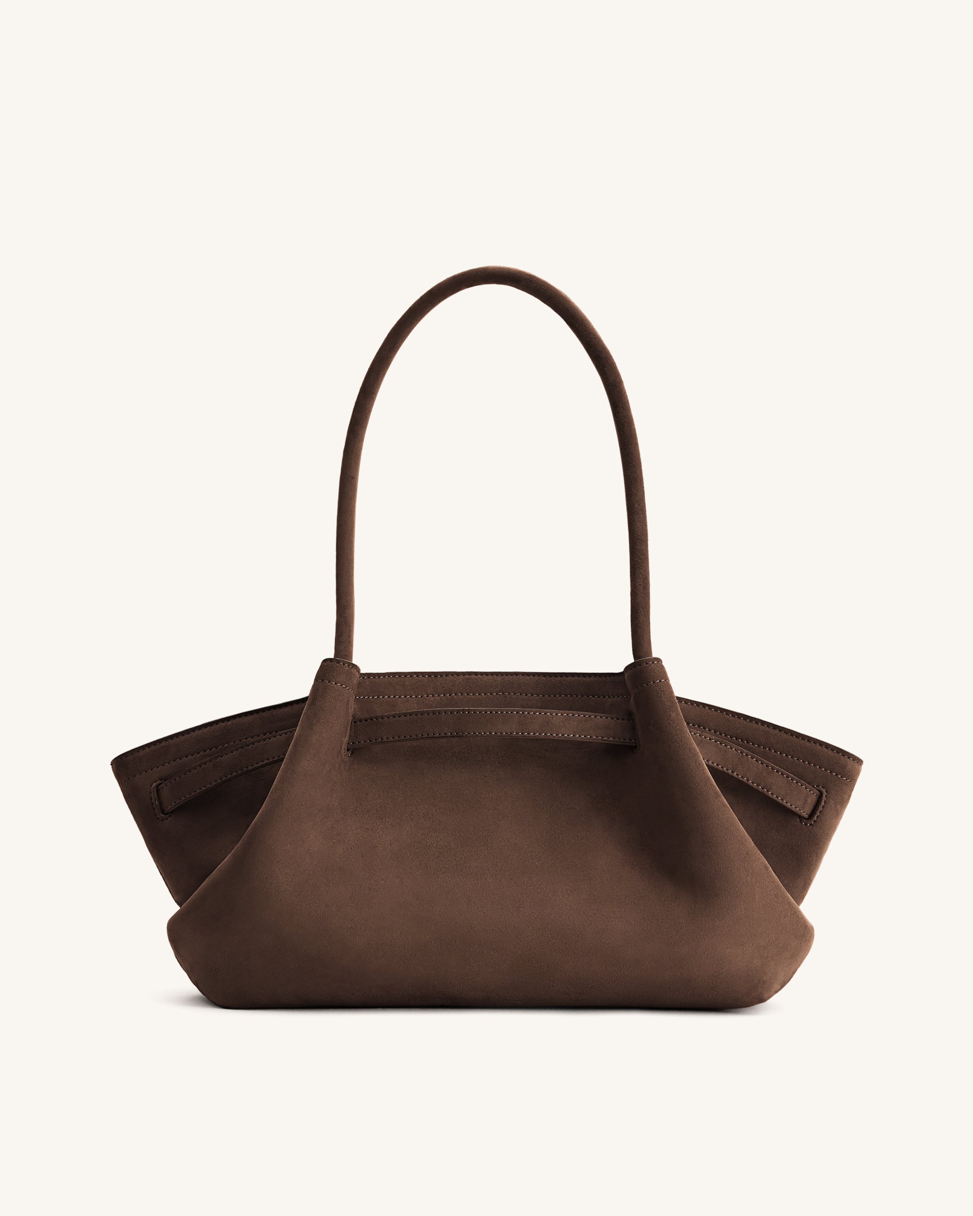 Hana Wide Faux Suede Tote Bag - Dark Brown - Image 4