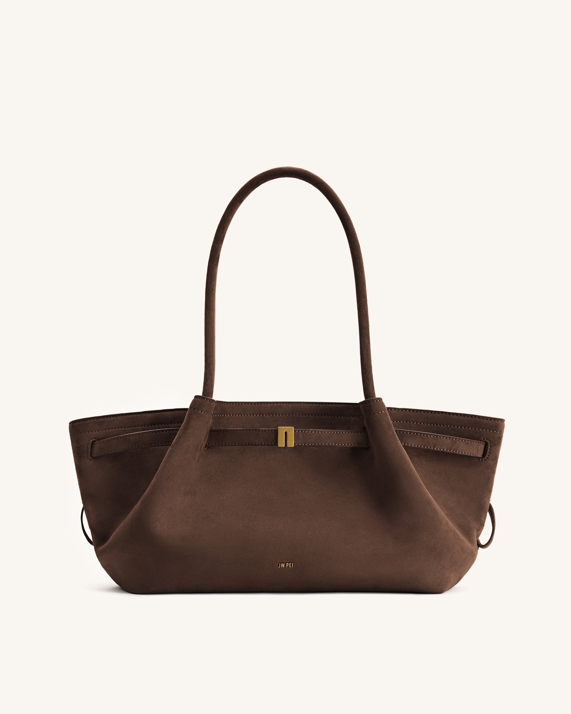 Hana Wide Faux Suede Tote Bag - Dark Brown - Image 2