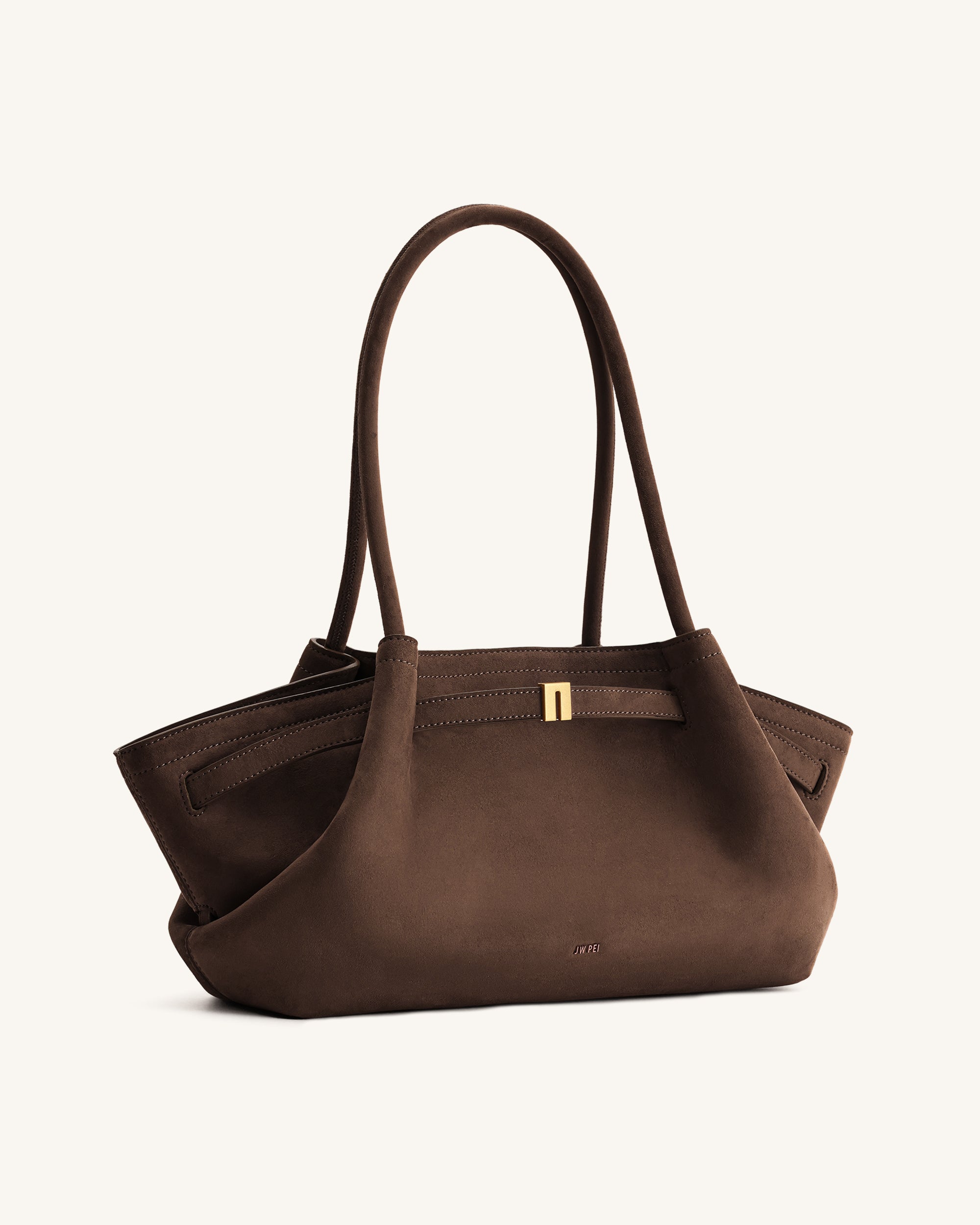 Hana Wide Faux Suede Tote Bag - Dark Brown - Image 3