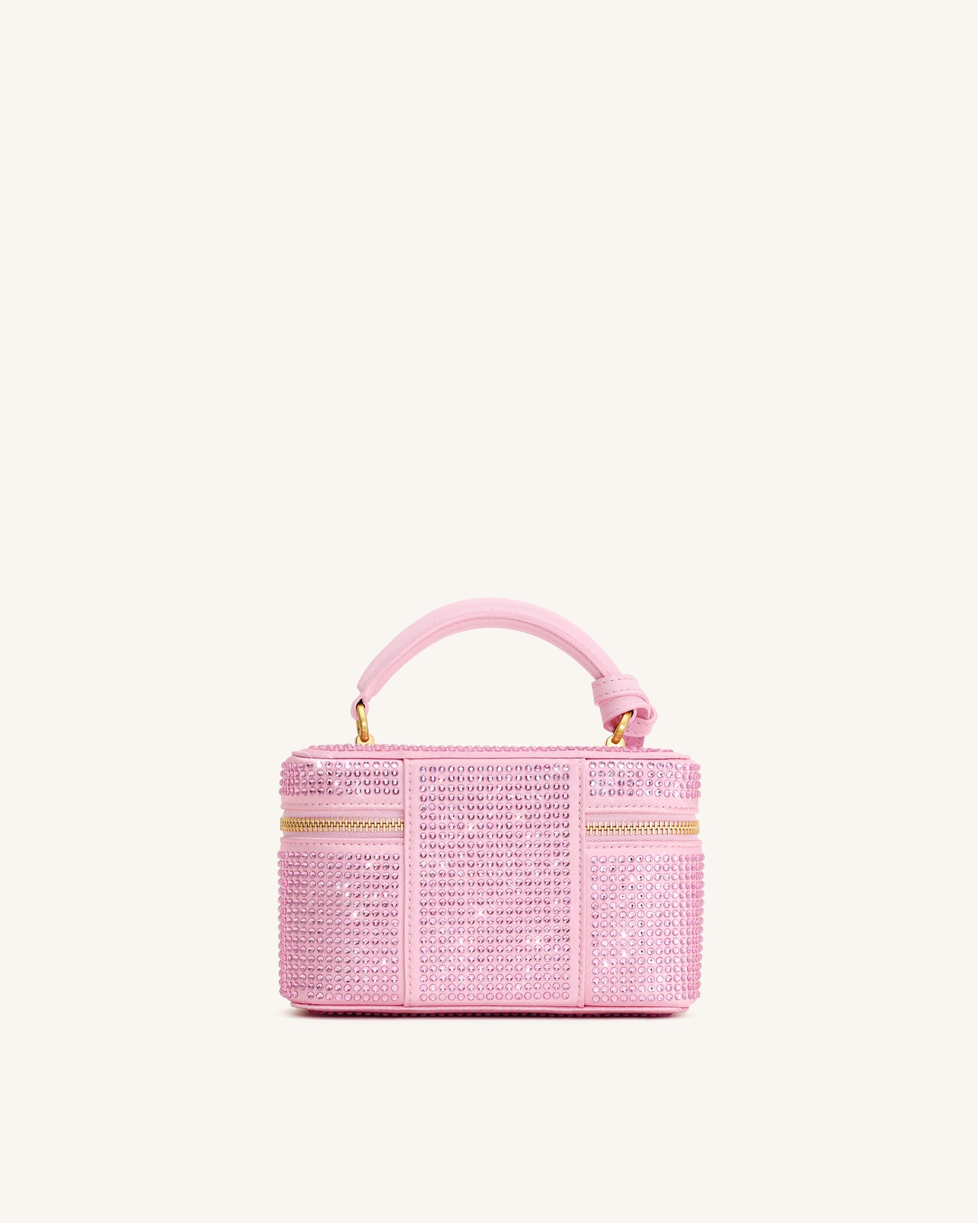 Cleo Artificial Crystal Box Shape Top Handle Bag - Pink - Image 3