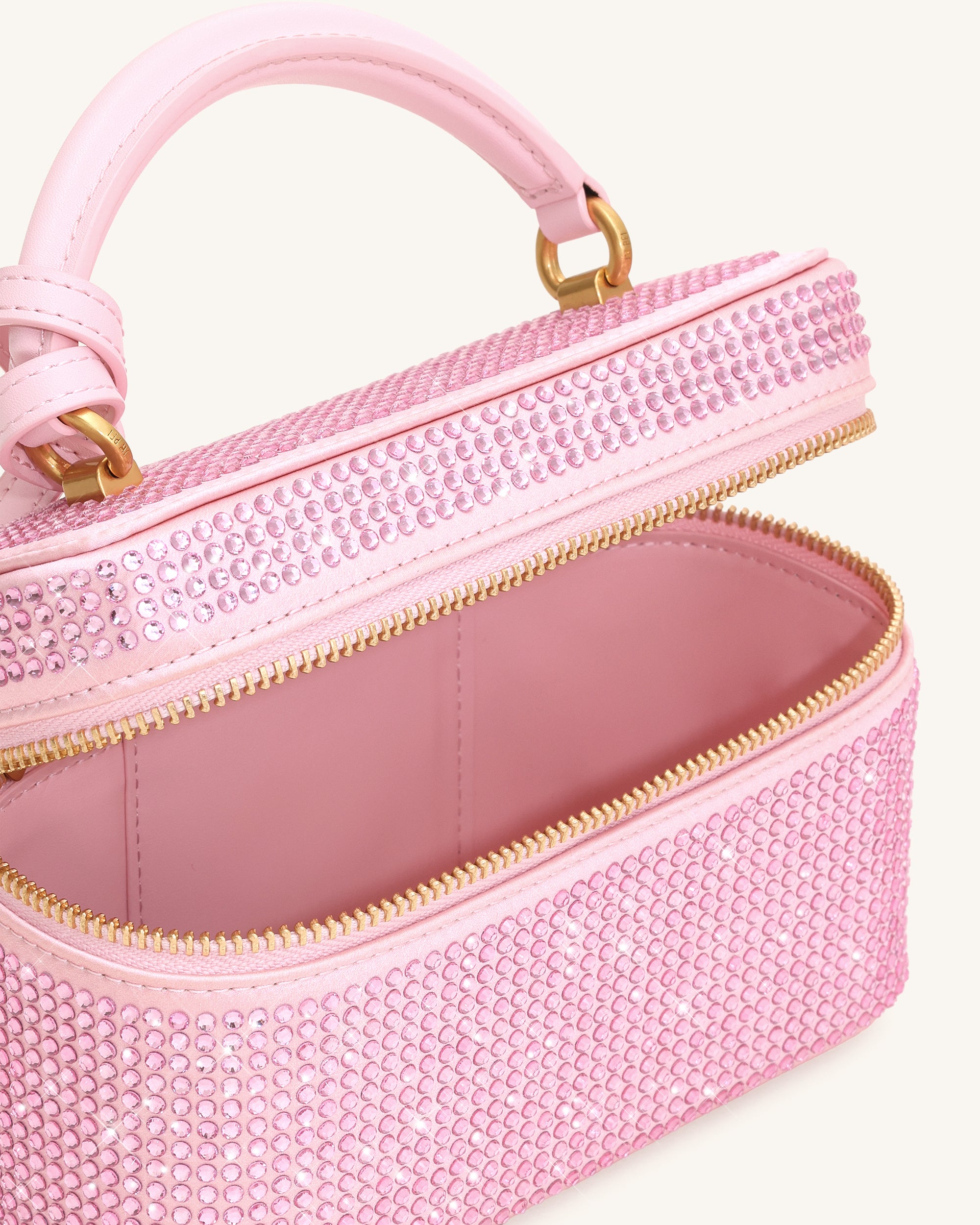 Cleo Artificial Crystal Box Shape Top Handle Bag - Pink - Image 4