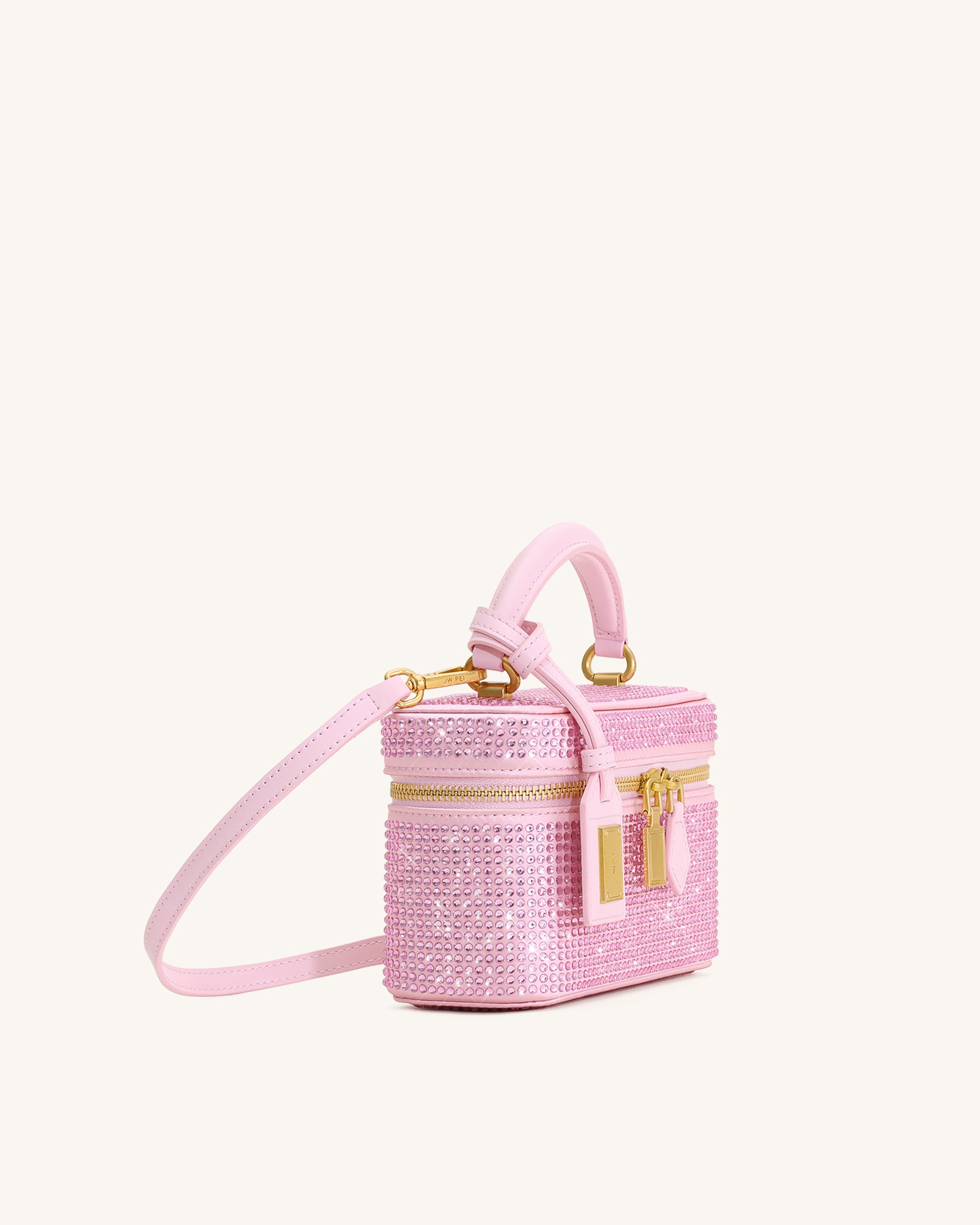 Cleo Artificial Crystal Box Shape Top Handle Bag - Pink - Image 2